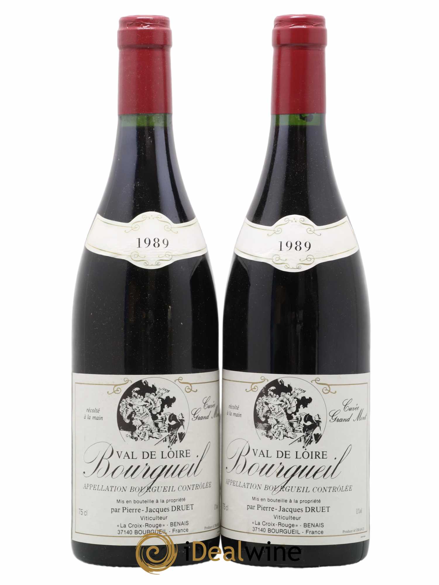 Bourgueil Grand Mont Pierre Jacques Druet 1989 - Lot de 2 bouteilles - 0