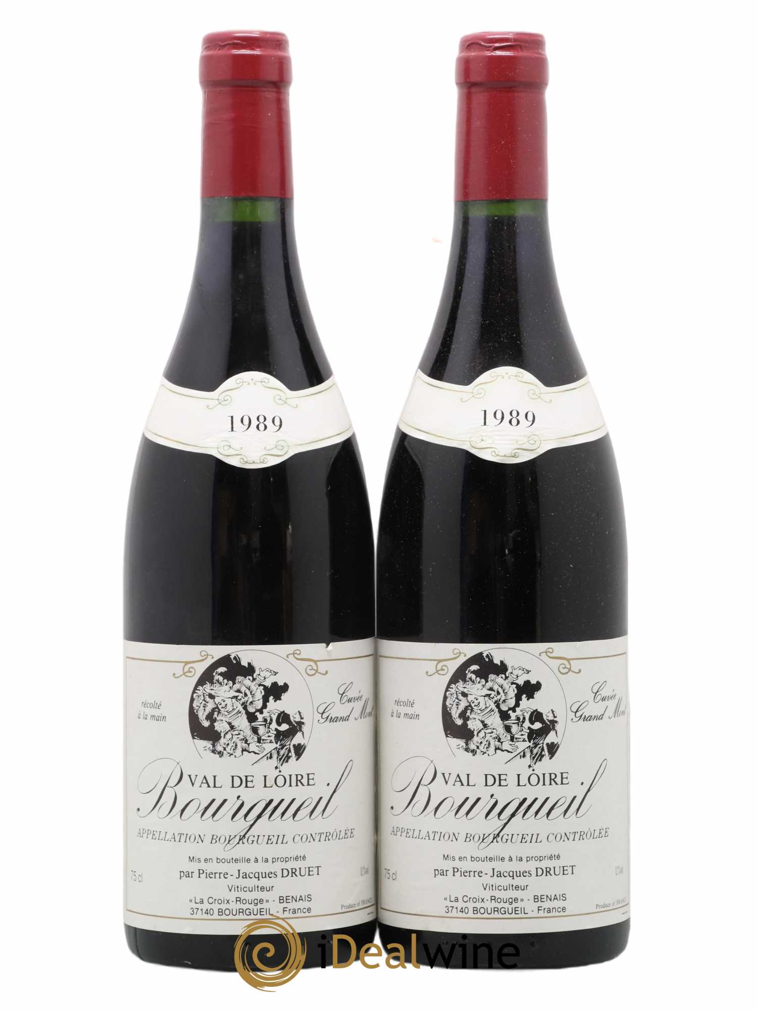 Bourgueil Grand Mont Pierre Jacques Druet 1989 - Lot de 2 bouteilles - 0