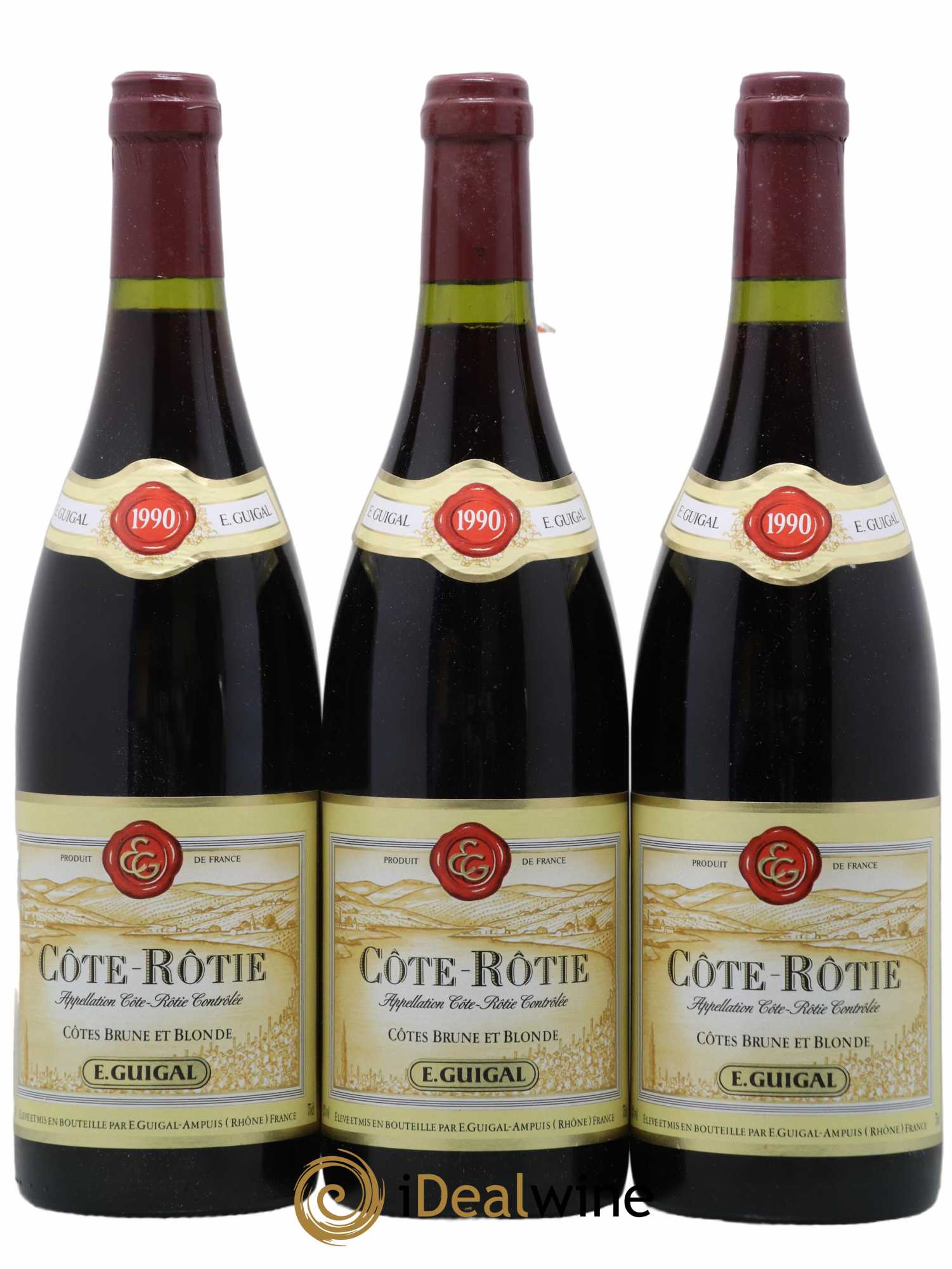Côte-Rôtie Côtes Brune et Blonde Guigal 1990 - Lot de 3 bouteilles - 0