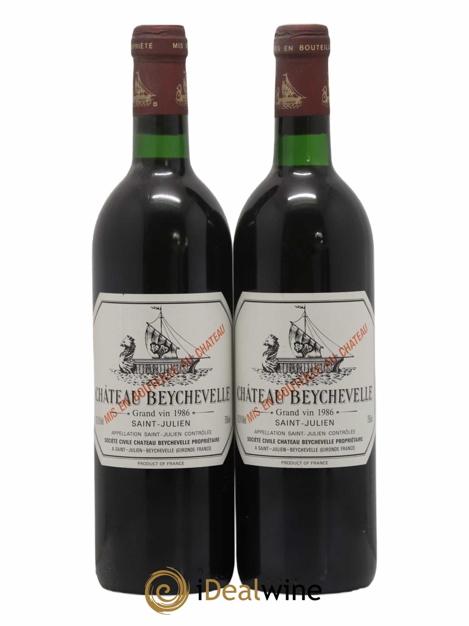 Château Beychevelle 4ème Grand Cru Classé 1986 - Lot de 2 bouteilles - 0