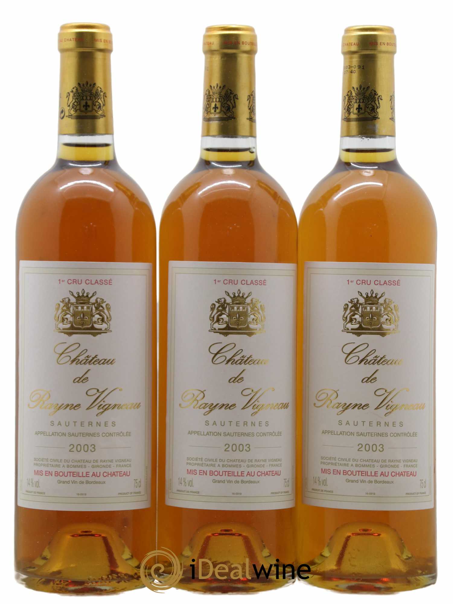 Château de Rayne Vigneau 1er Grand Cru Classé 2003 - Lotto di 6 bottiglie - 1