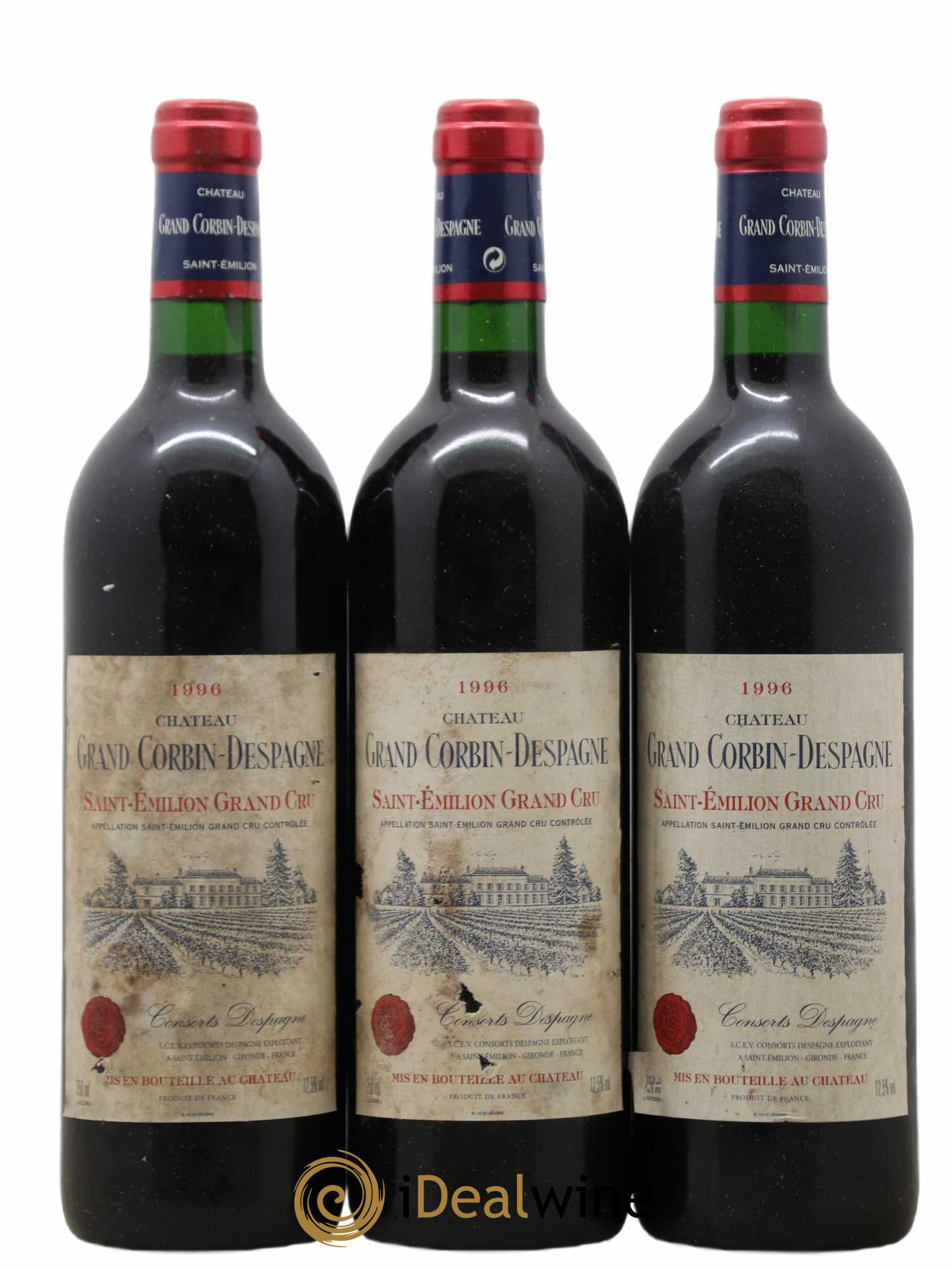 Château Grand Corbin Despagne Grand Cru Classé 1996 - Lot of 3 bottles - 0