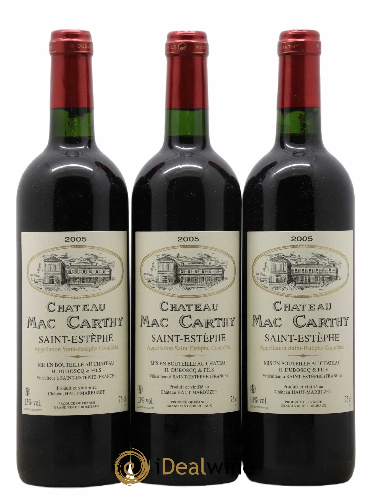 Saint-Estèphe Château Mac Carthy 2005 - Lot de 3 bouteilles - 0