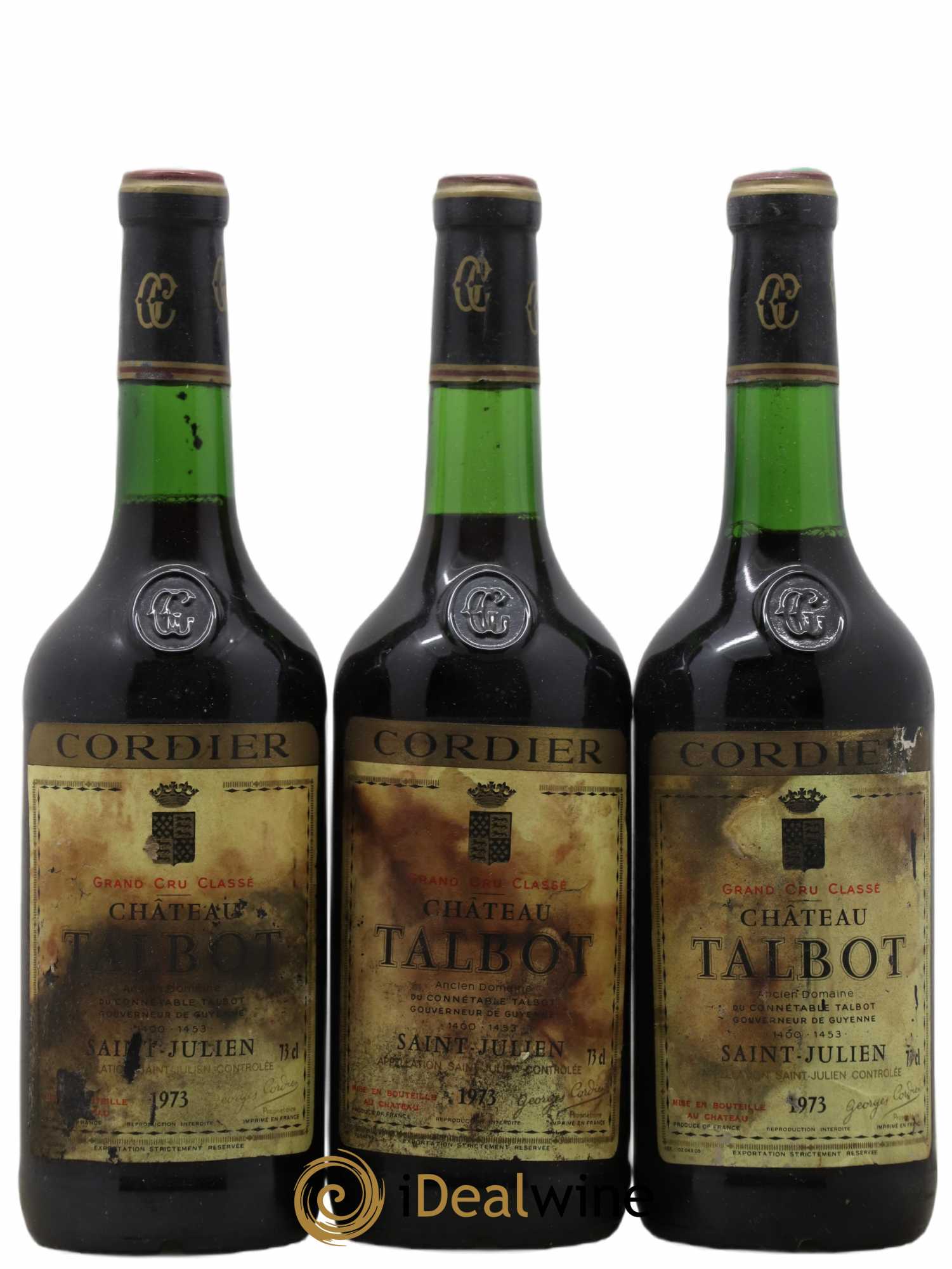 Château Talbot 4ème Grand Cru Classé 1973 - Lot de 3 bouteilles - 0