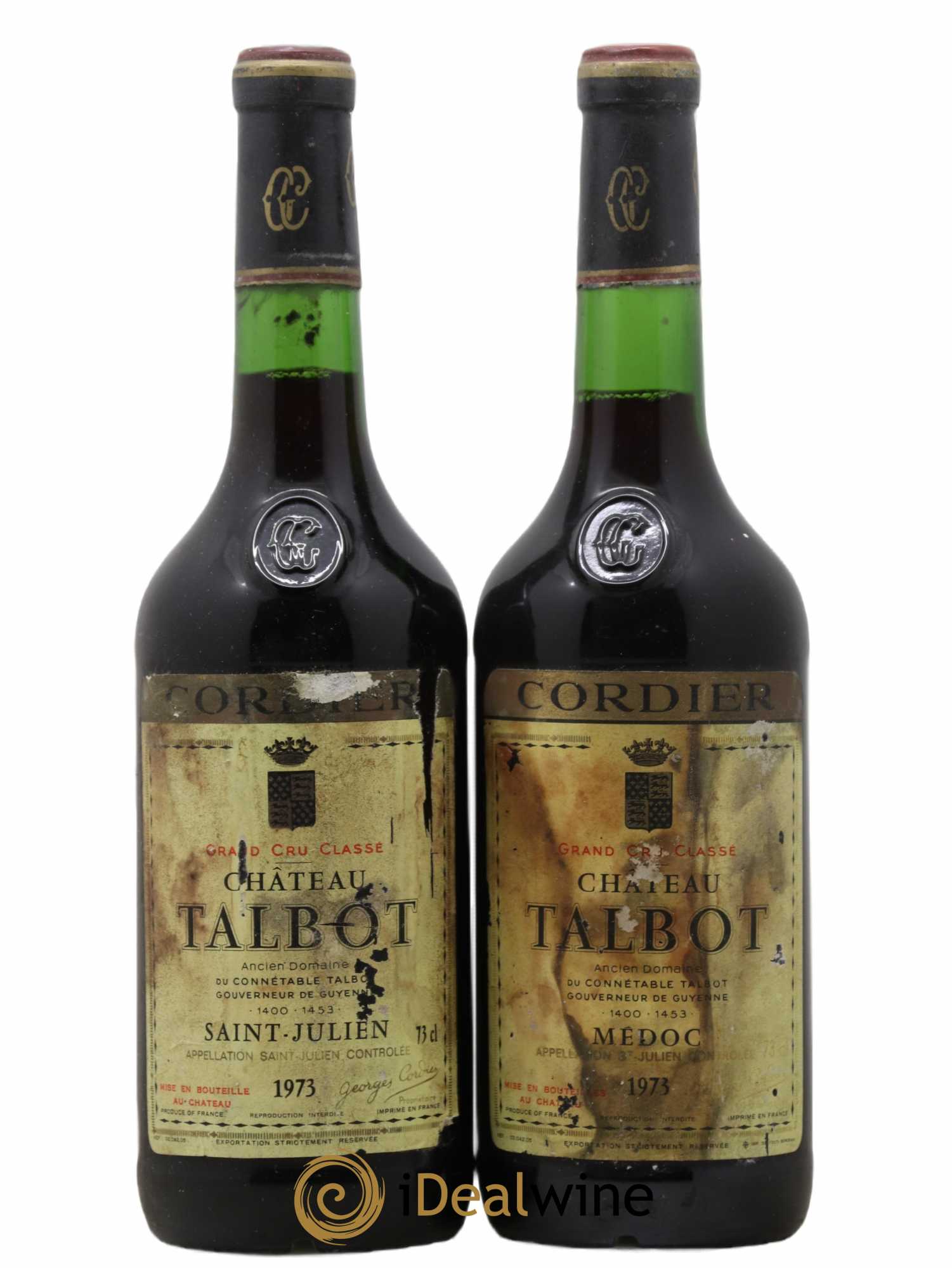 Château Talbot 4ème Grand Cru Classé 1973 - Lot de 2 bouteilles - 0