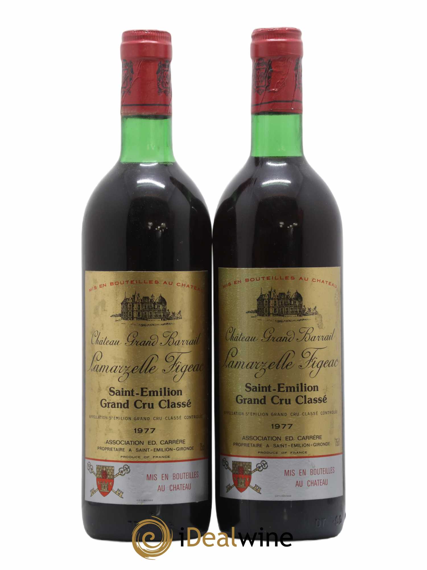 Château Grand Barrail Lamarzelle Figeac Grand Cru Classé 1977 - Lot de 2 bouteilles - 0