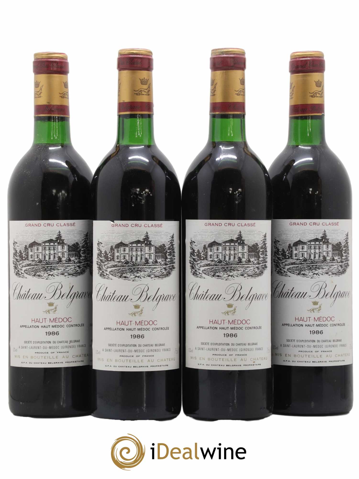 Château Belgrave 5ème Grand Cru Classé 1986 - Lot de 4 bouteilles - 0