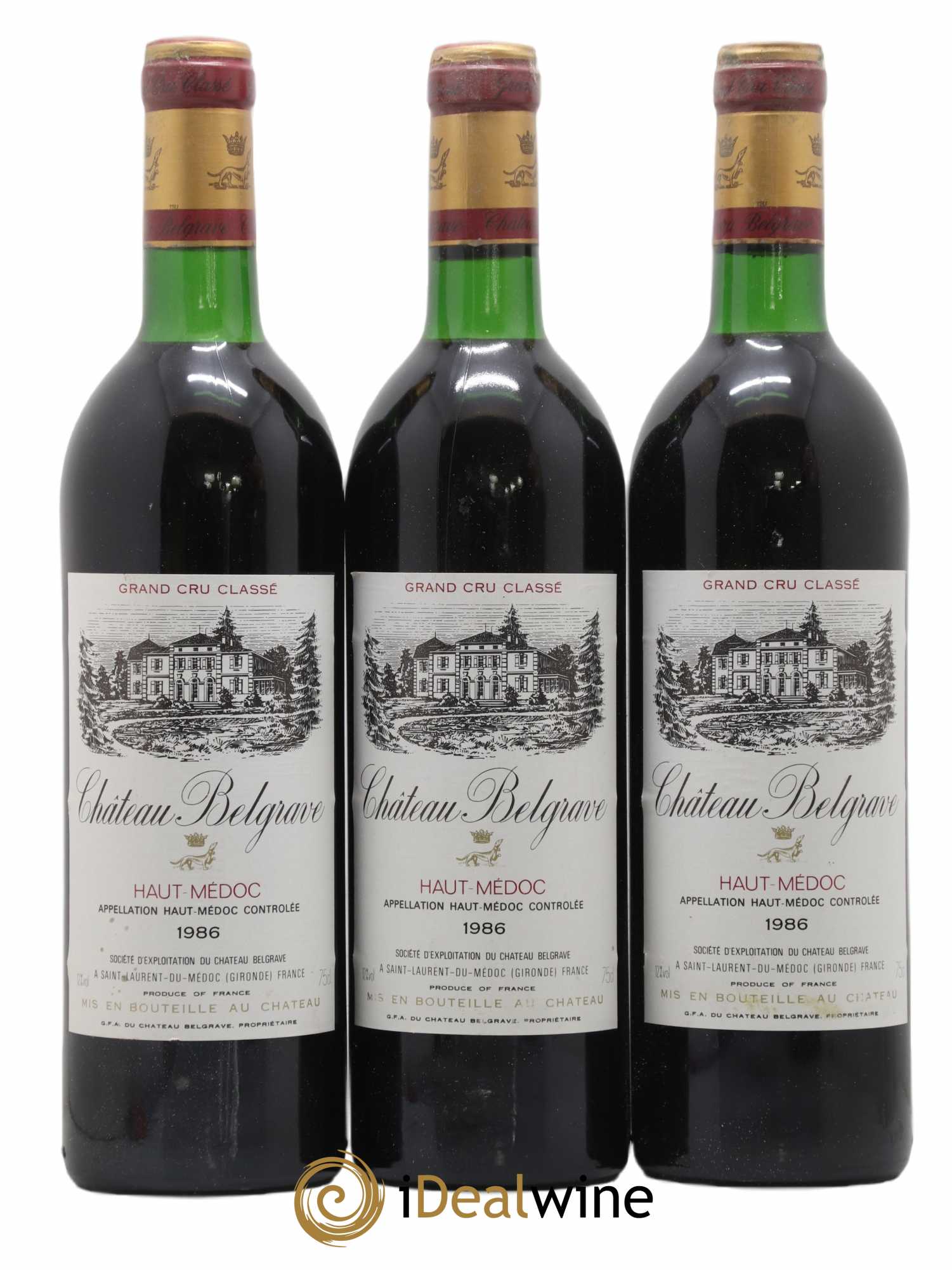 Château Belgrave 5ème Grand Cru Classé 1986 - Lot de 3 bouteilles - 0