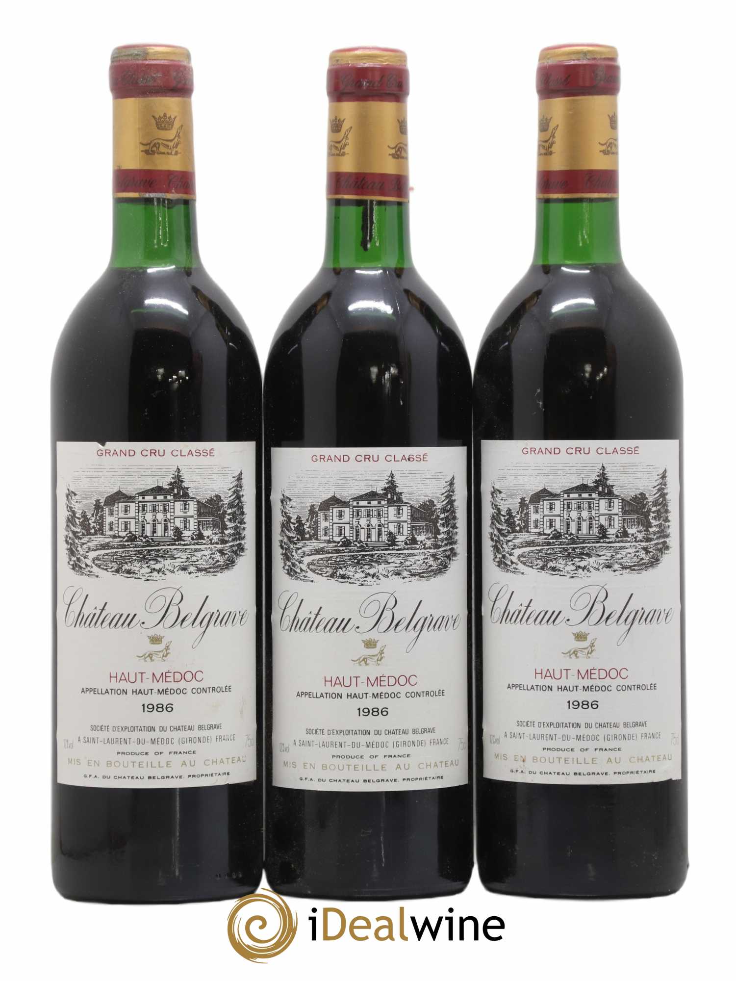 Château Belgrave 5ème Grand Cru Classé 1986 - Lot de 3 bouteilles - 0