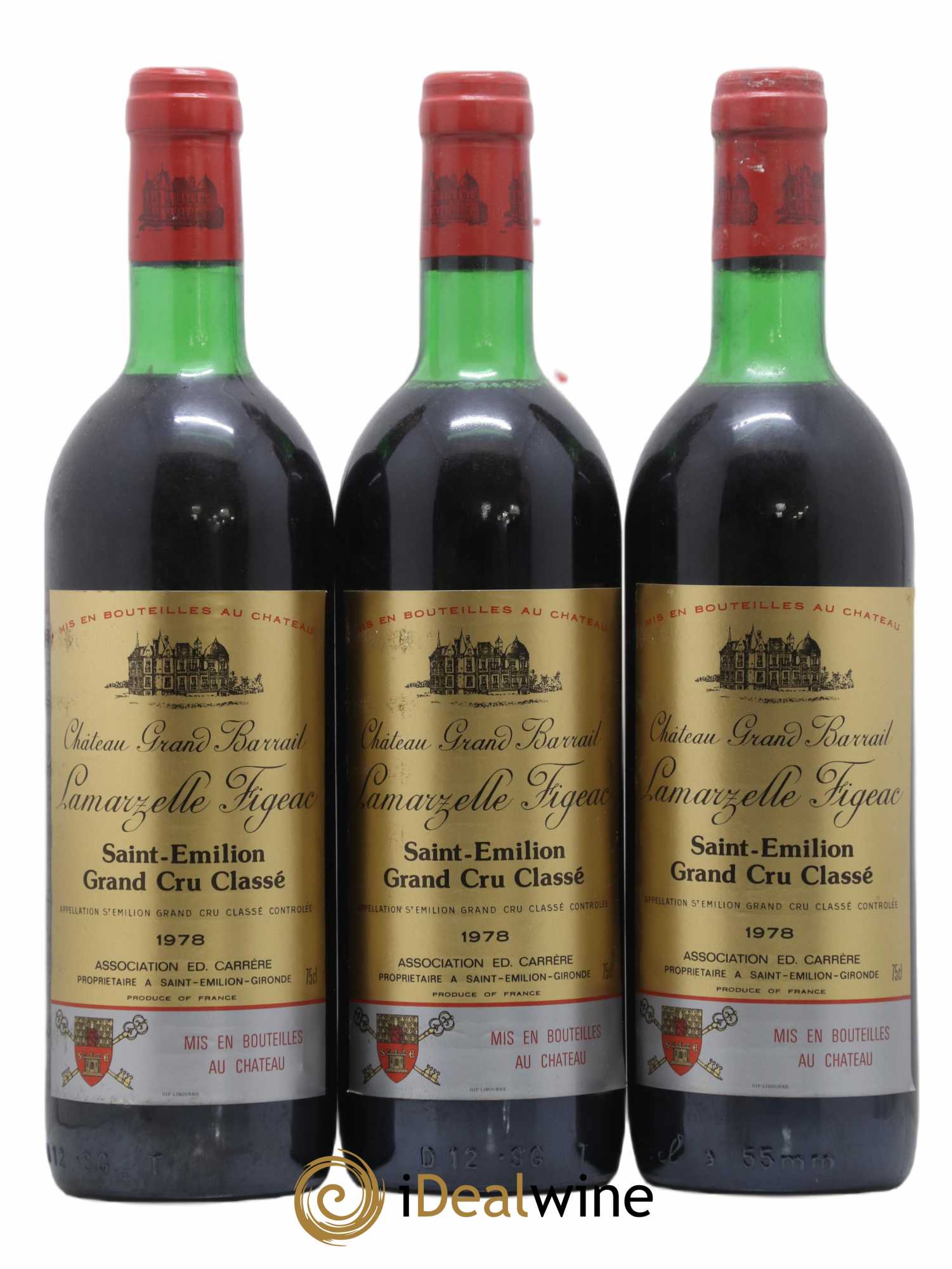 Château Grand Barrail Lamarzelle Figeac Grand Cru Classé 1978 - Lot de 3 bouteilles - 0