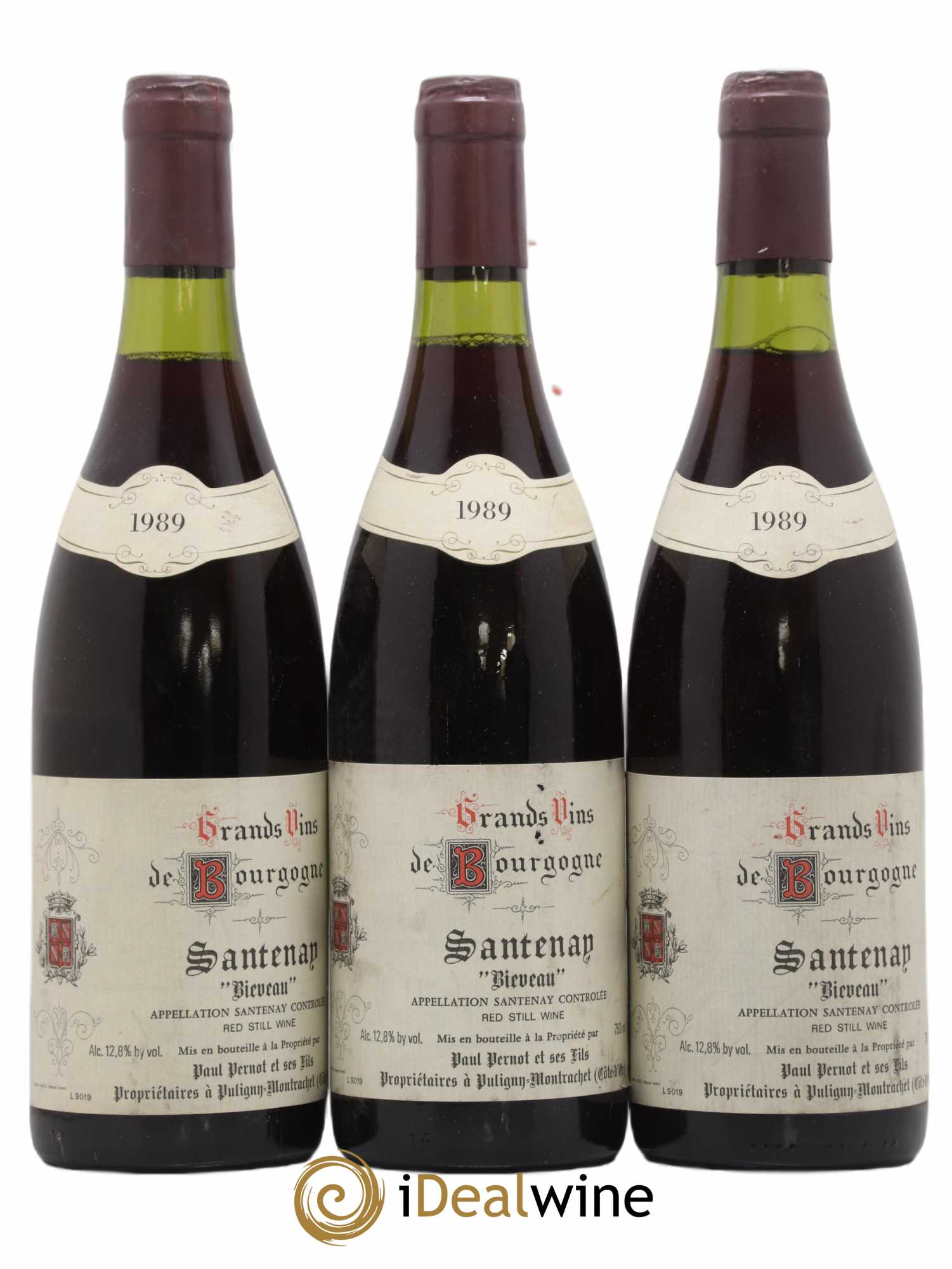 Santenay Bieveau Paul Pernot et ses fils 1989 - Posten von 3 Flaschen - 0