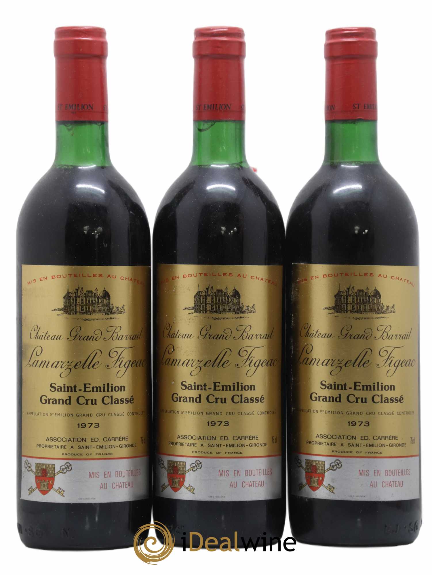 Château Grand Barrail Lamarzelle Figeac Grand Cru Classé 1973 - Lot de 3 bouteilles - 0