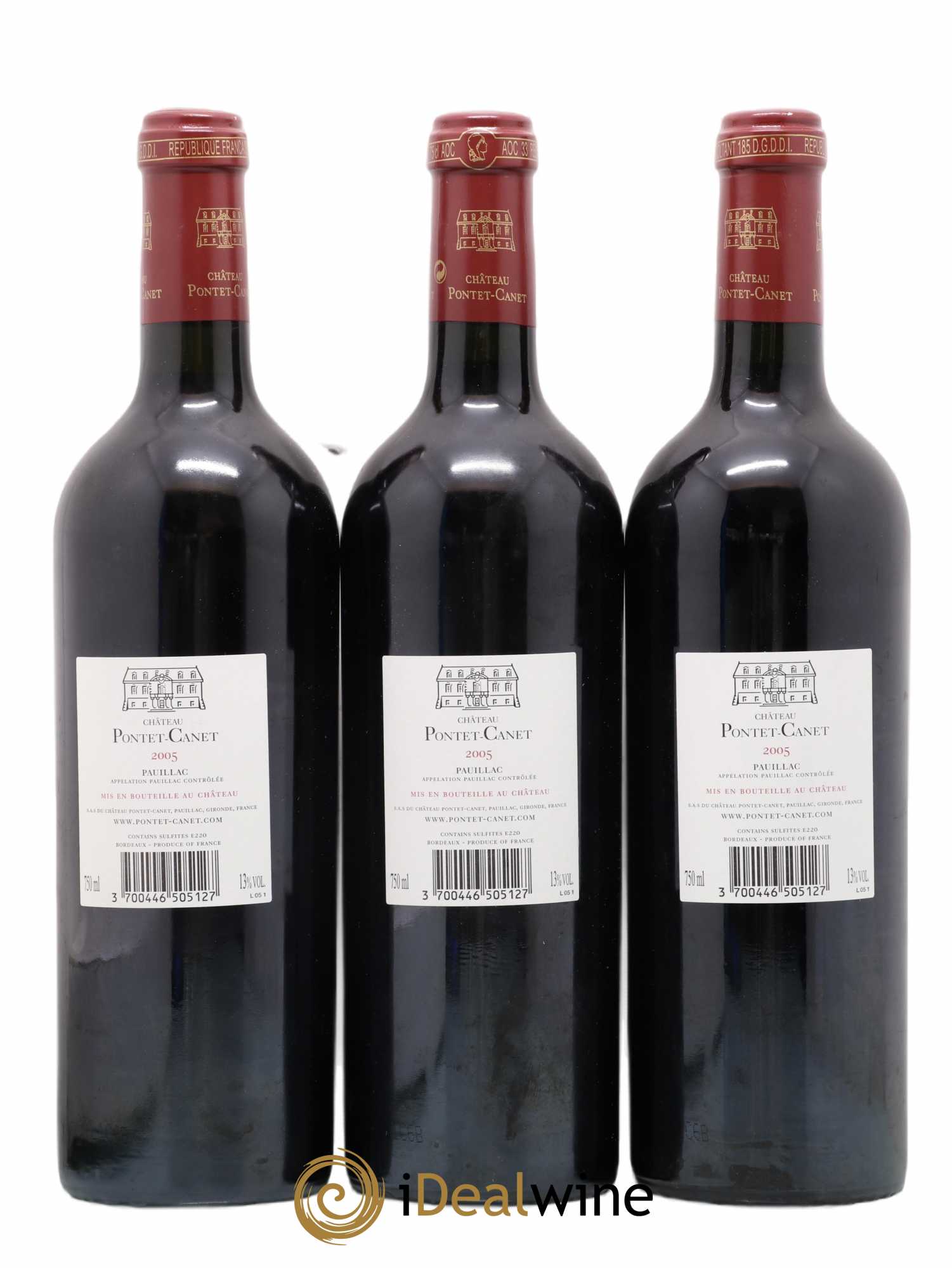 Château Pontet Canet 5ème Grand Cru Classé  (no reserve) 2005 - Lot of 3 bottles - 1