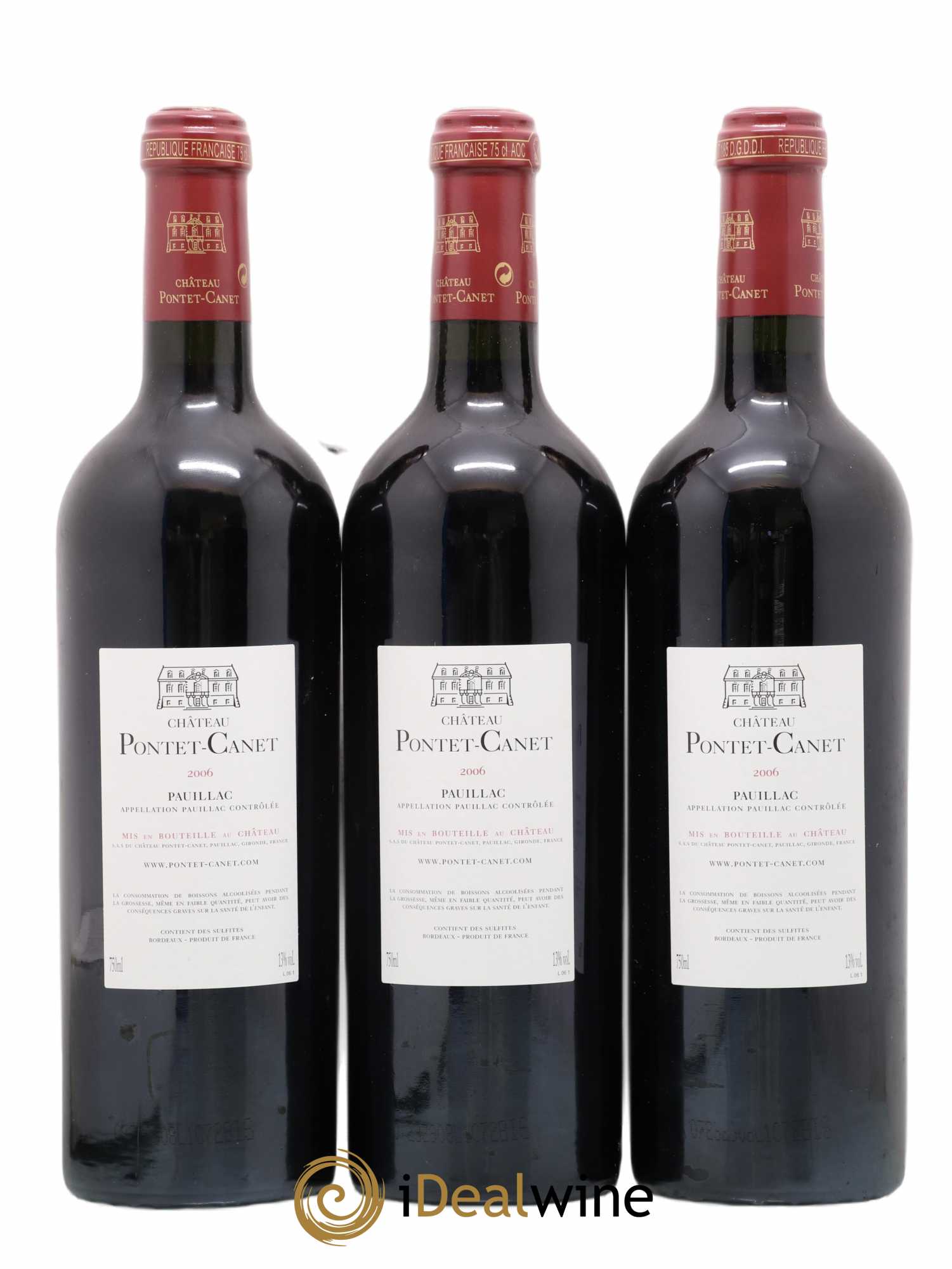 Château Pontet Canet 5ème Grand Cru Classé 2006 - Lot de 3 bouteilles - 1