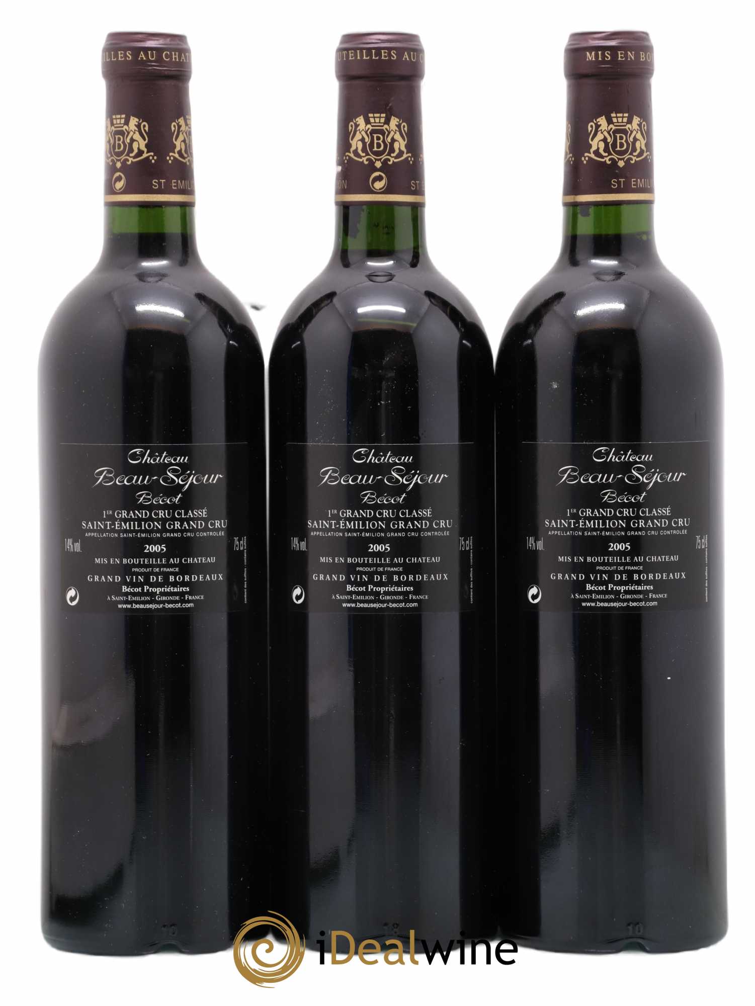 Château Beau-Séjour Bécot 1er Grand Cru Classé B  (sans prix de réserve) 2005 - Lot de 3 bouteilles - 1