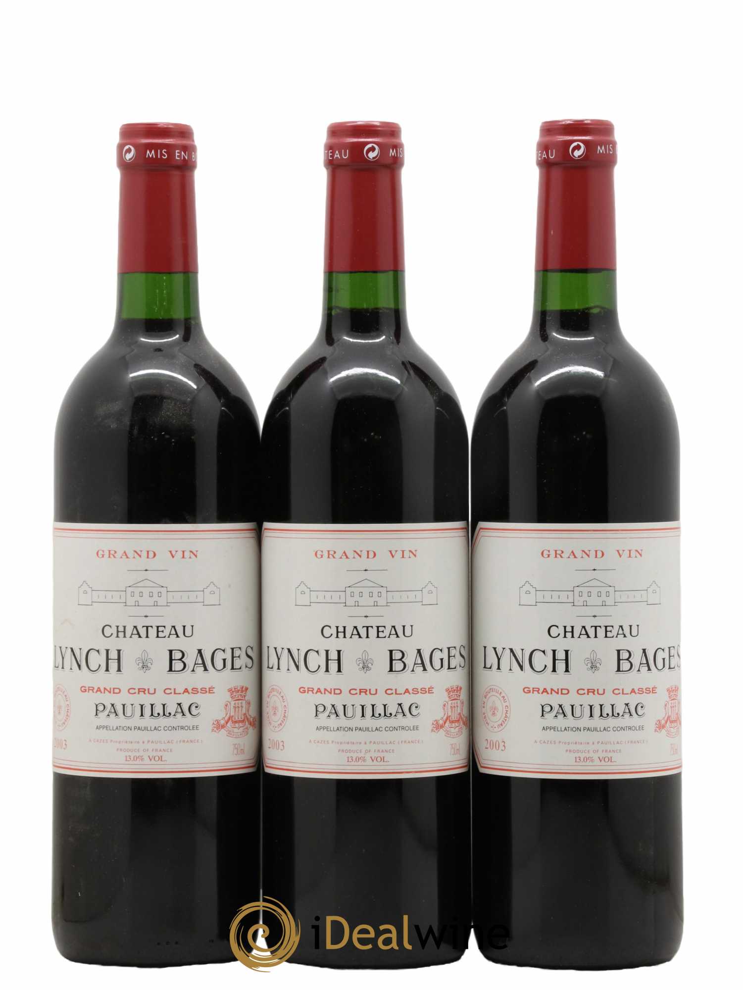 Château Lynch Bages 5ème Grand Cru Classé 2003 - Lot de 3 bouteilles - 0