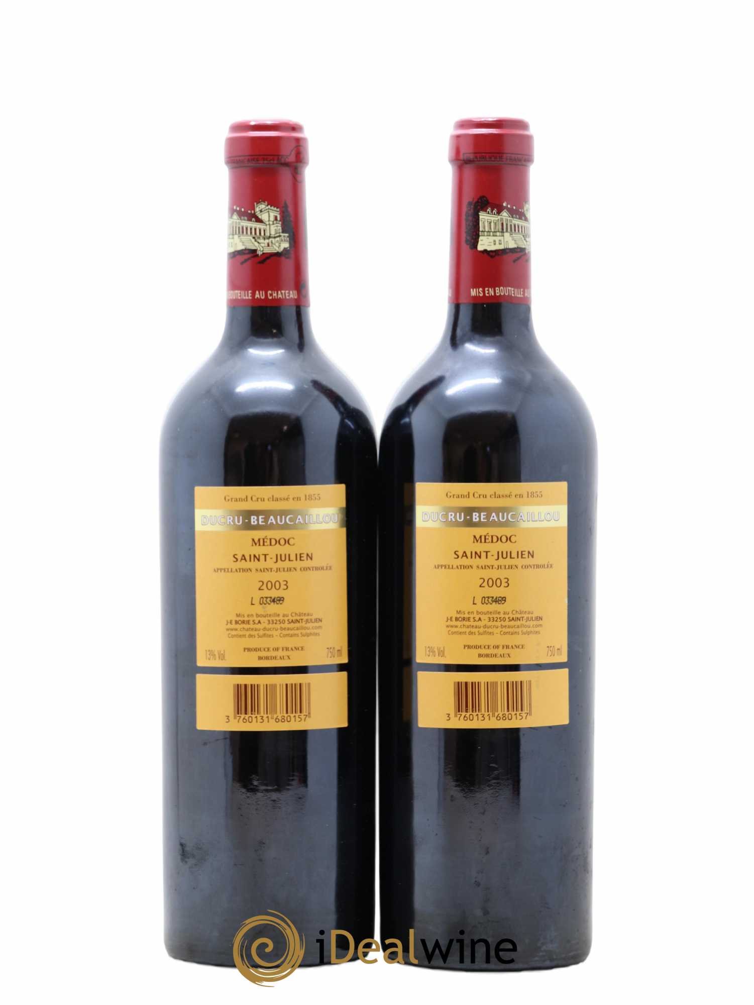 Château Ducru Beaucaillou 2ème Grand Cru Classé 2003 - Lot of 2 bottles - 1