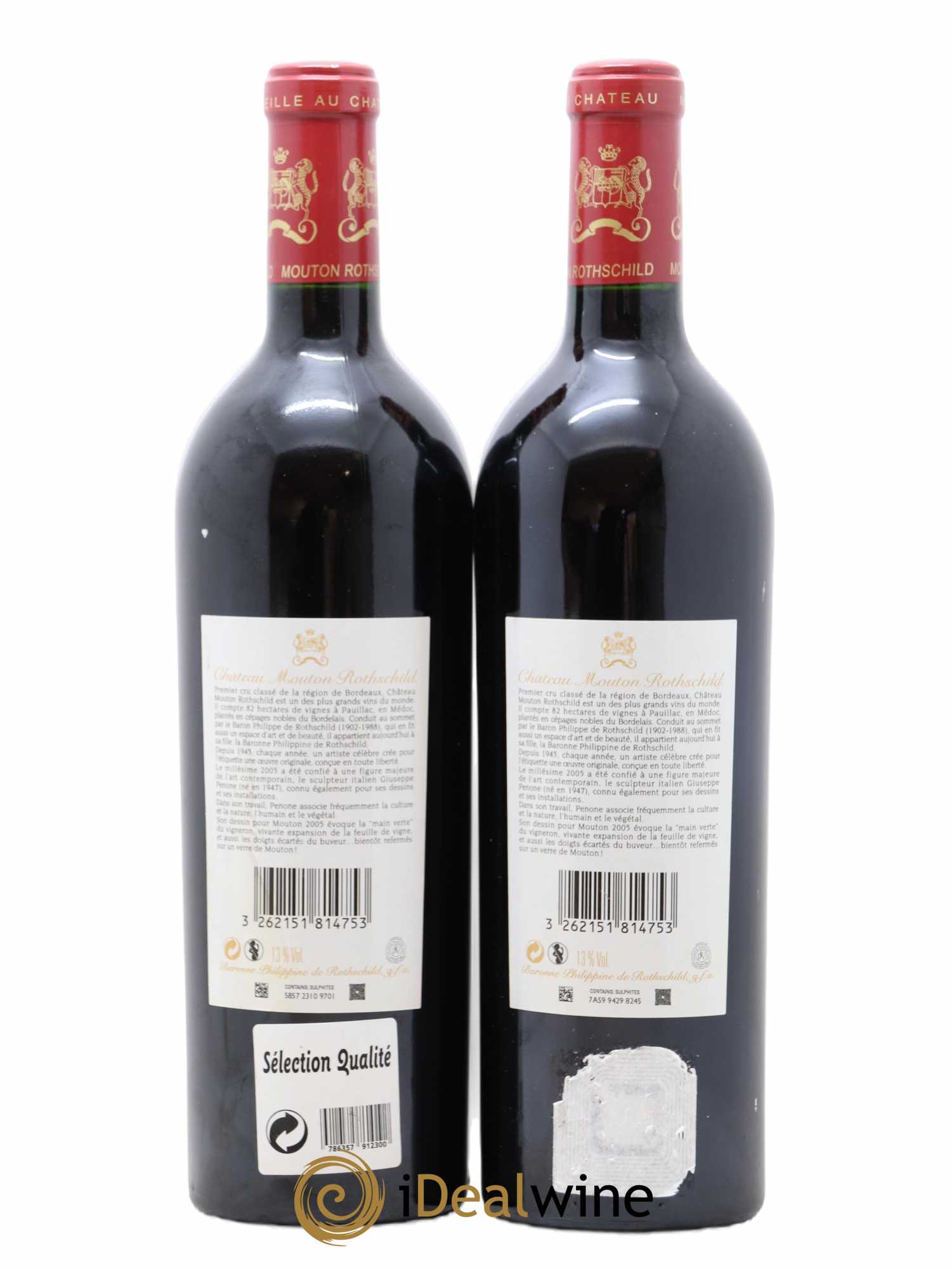 Château Mouton Rothschild 1er Grand Cru Classé 2005 - Lot de 2 bouteilles - 1