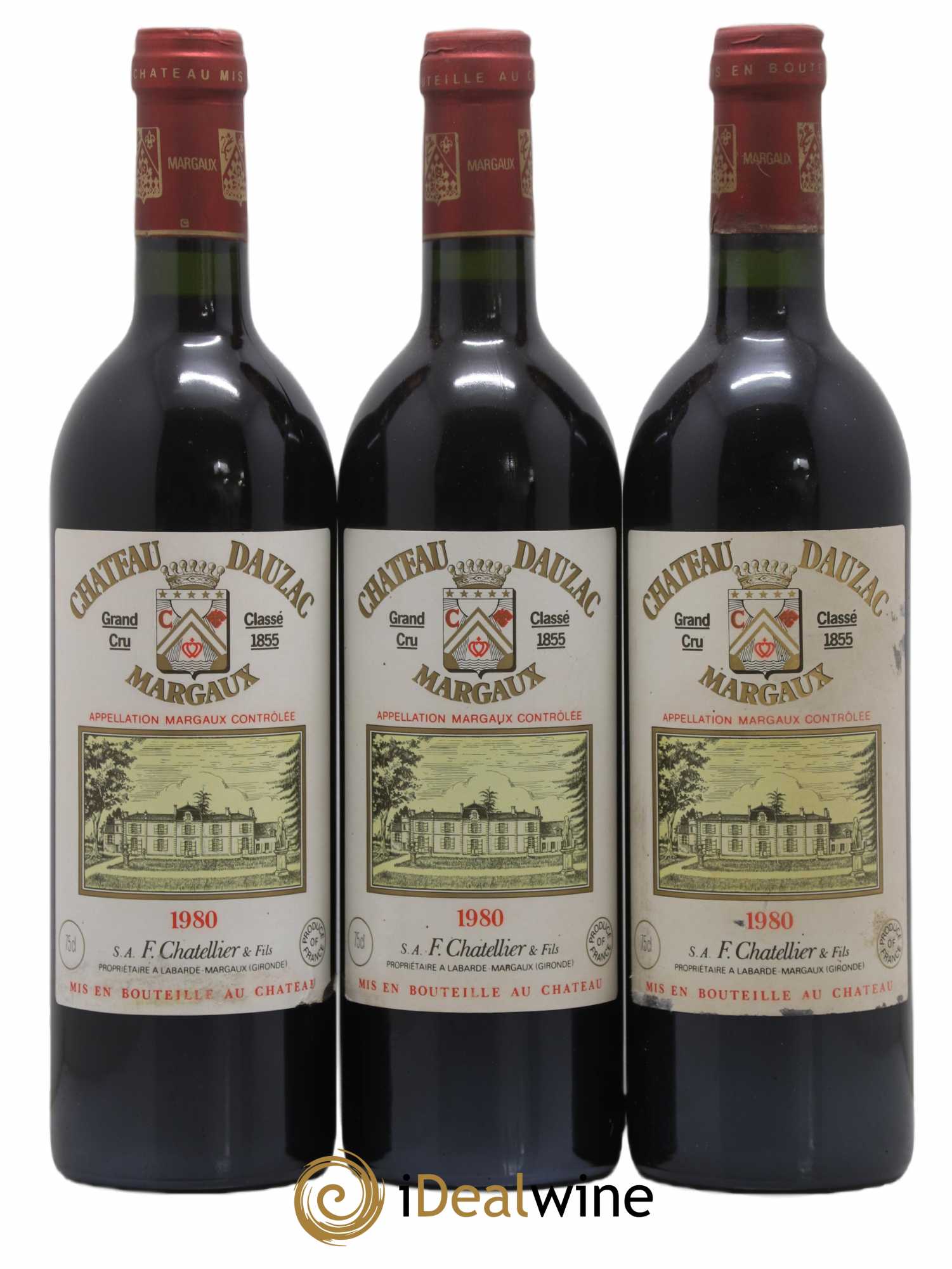Château Dauzac 5ème Grand Cru Classé 1980 - Lot de 3 bouteilles - 0