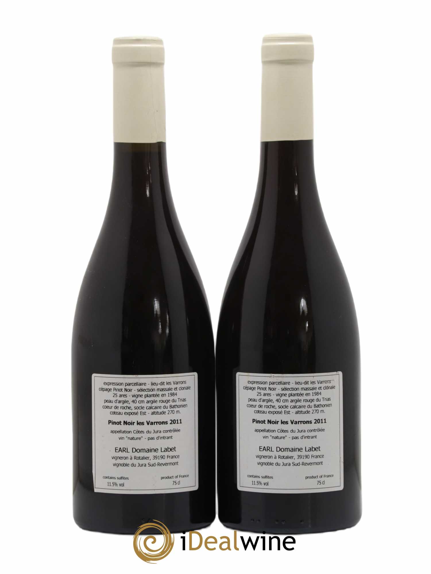 Côtes du Jura Pinot Noir Les Varrons Sélection Massale Romain - Julien - Charline Labet 2011 - Lot de 2 bouteilles - 1