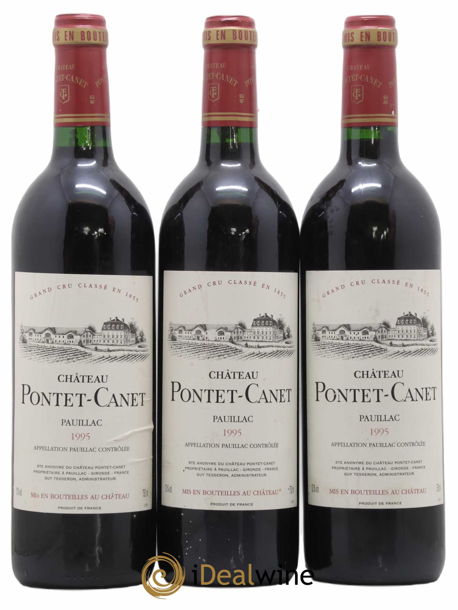 Château Pontet Canet 5ème Grand Cru Classé 1995 - Lot de 3 bouteilles - 0