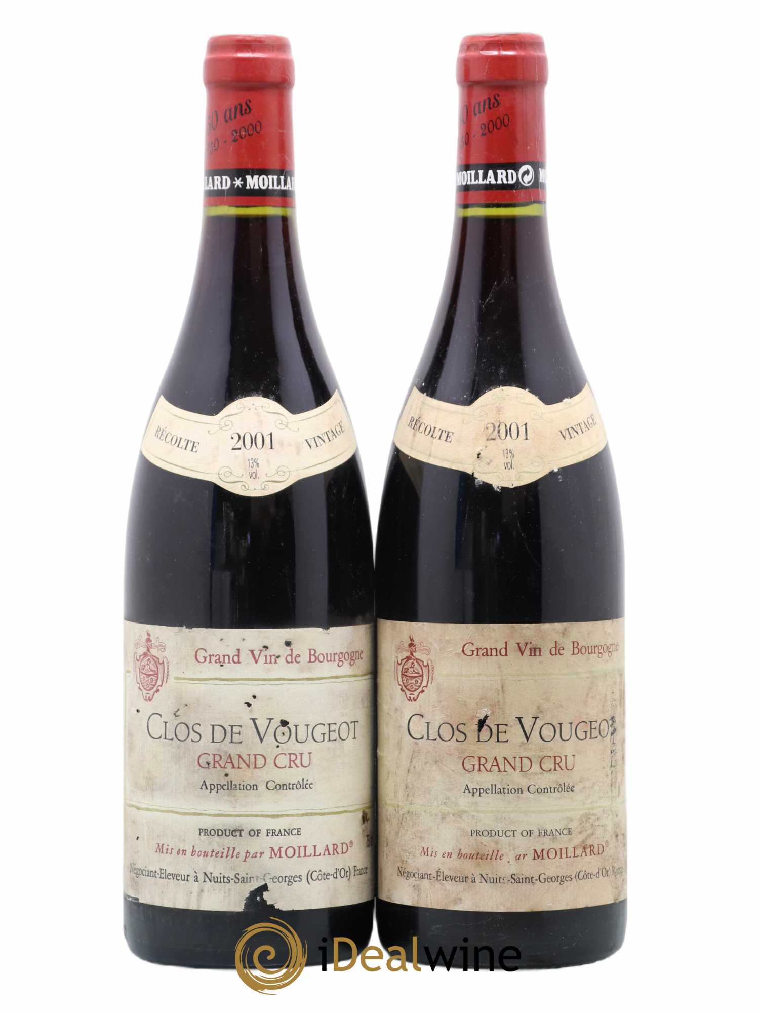 Clos de Vougeot Grand Cru Moillard 2001 - Lot de 2 bouteilles - 0