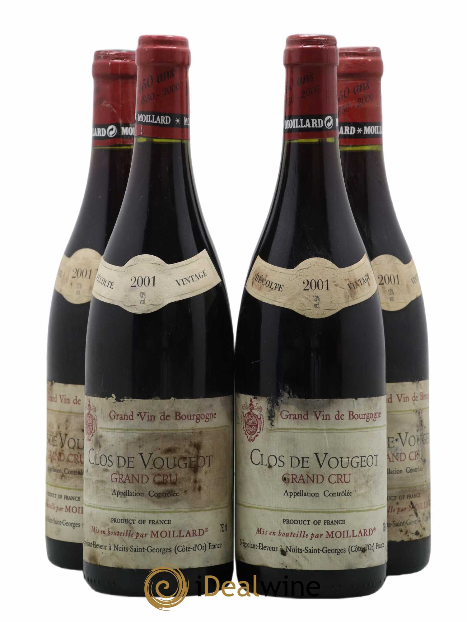 Clos de Vougeot Grand Cru Moillard 2001 - Lot de 4 bouteilles - 0