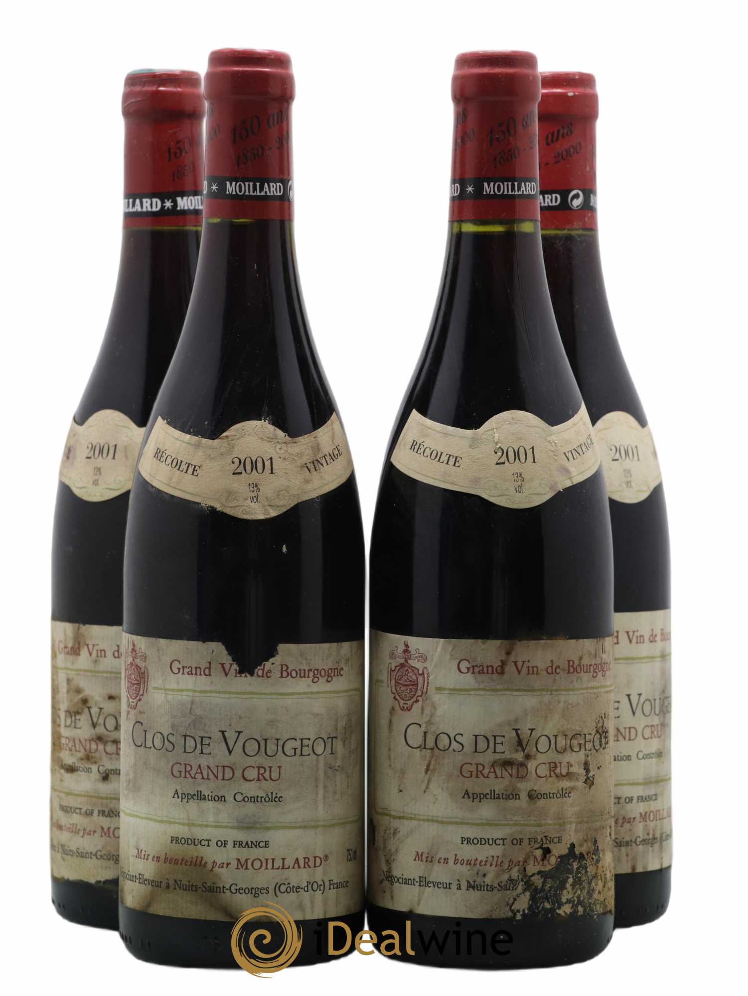 Clos de Vougeot Grand Cru Moillard 2001 - Lot de 4 bouteilles - 0