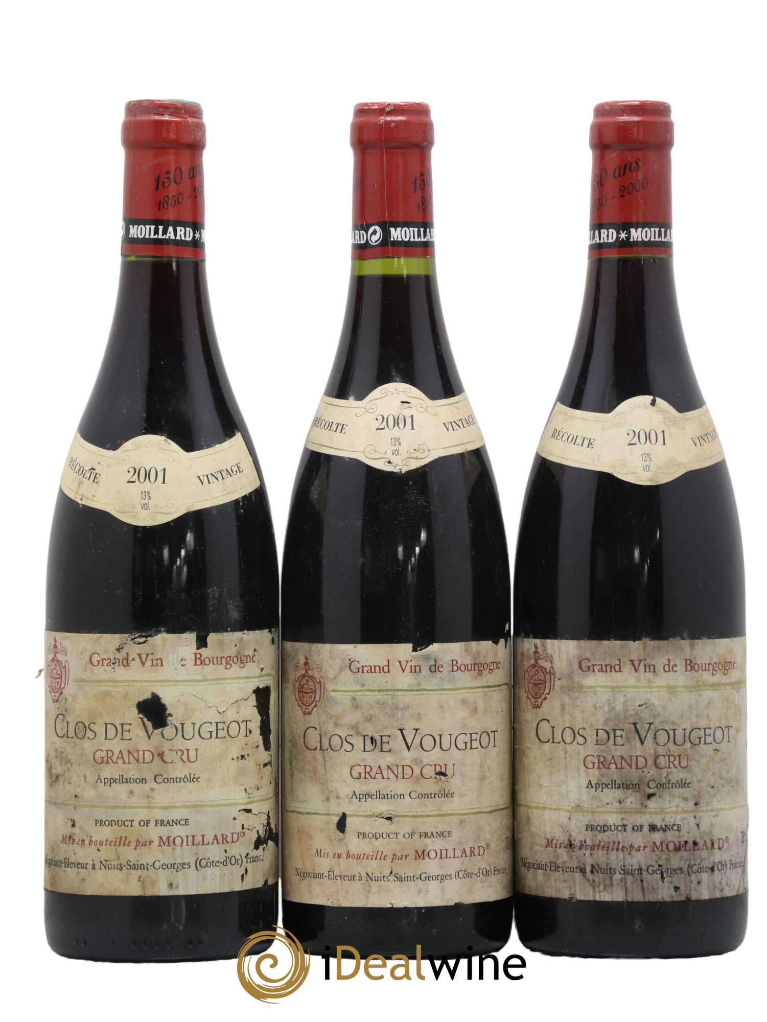 Clos de Vougeot Grand Cru Moillard 2001 - Lot de 3 bouteilles - 0