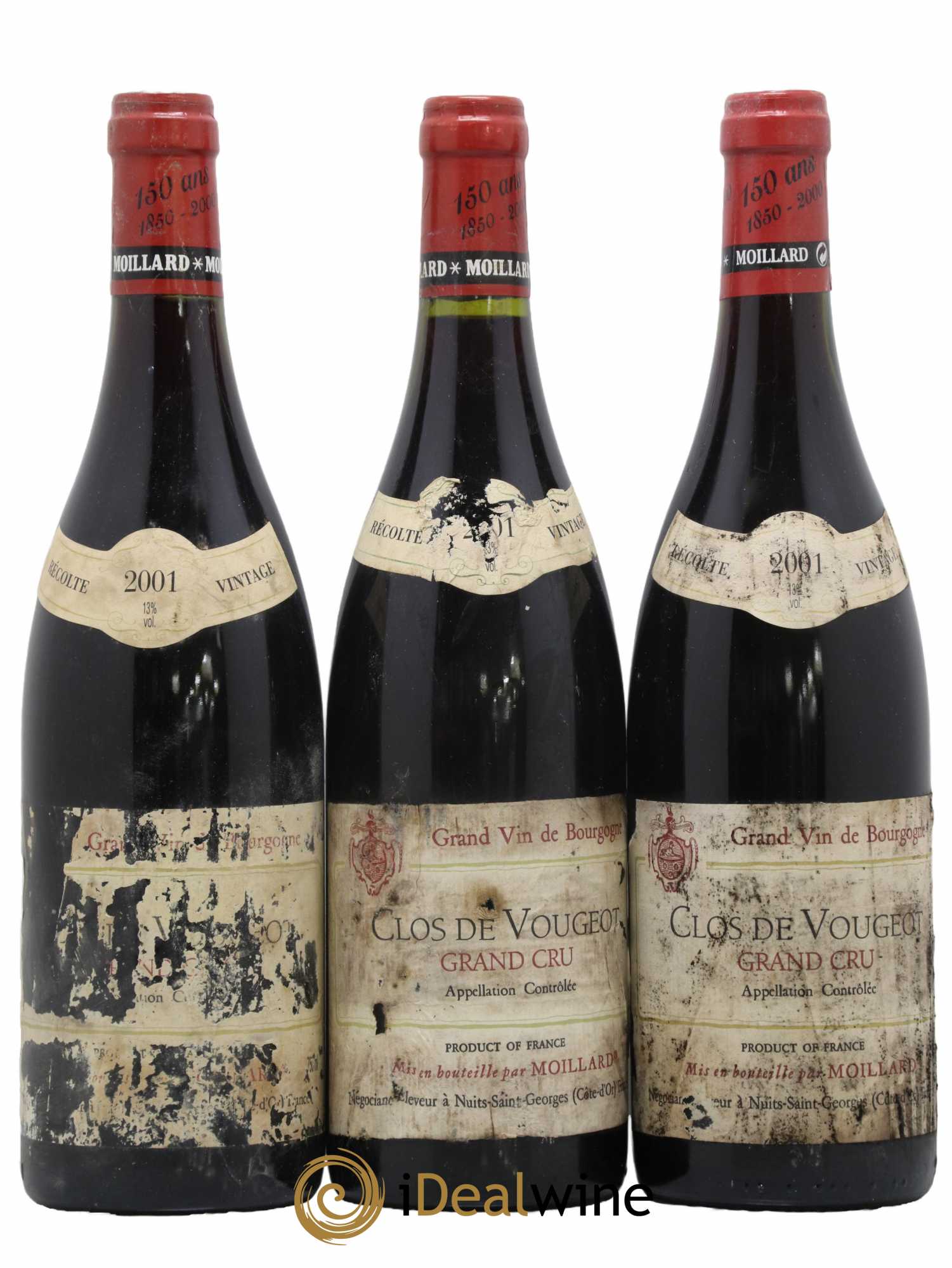 Clos de Vougeot Grand Cru Moillard 2001 - Lot de 3 bouteilles - 0