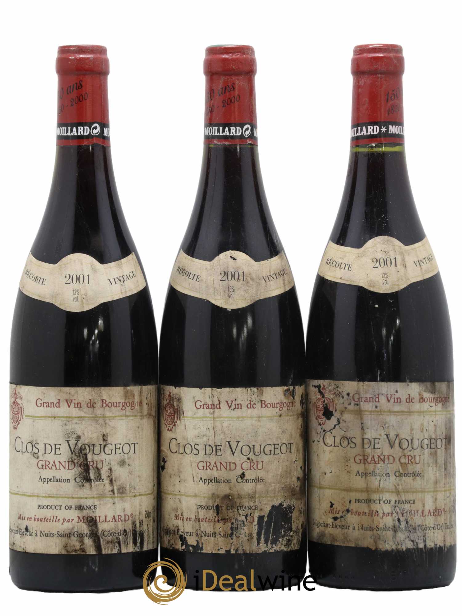 Clos de Vougeot Grand Cru Moillard 2001 - Lot de 3 bouteilles - 0