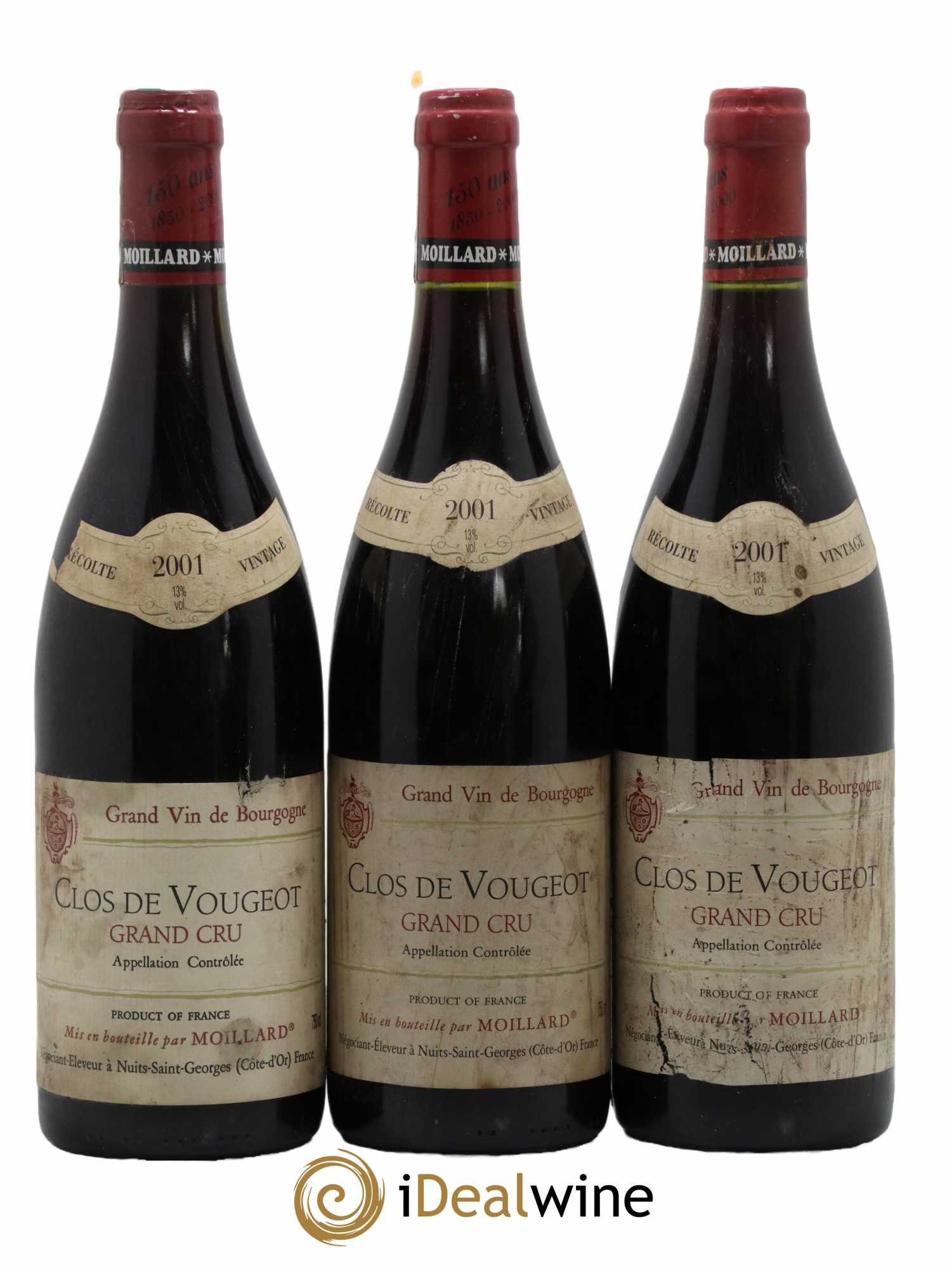 Clos de Vougeot Grand Cru Moillard 2001 - Lot de 3 bouteilles - 0