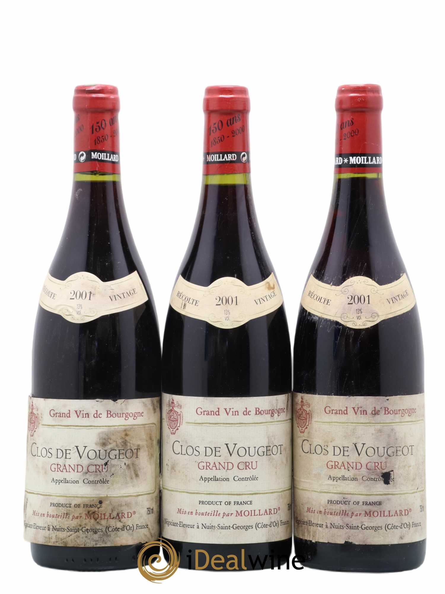 Clos de Vougeot Grand Cru Moillard 2001 - Lot de 3 bouteilles - 0