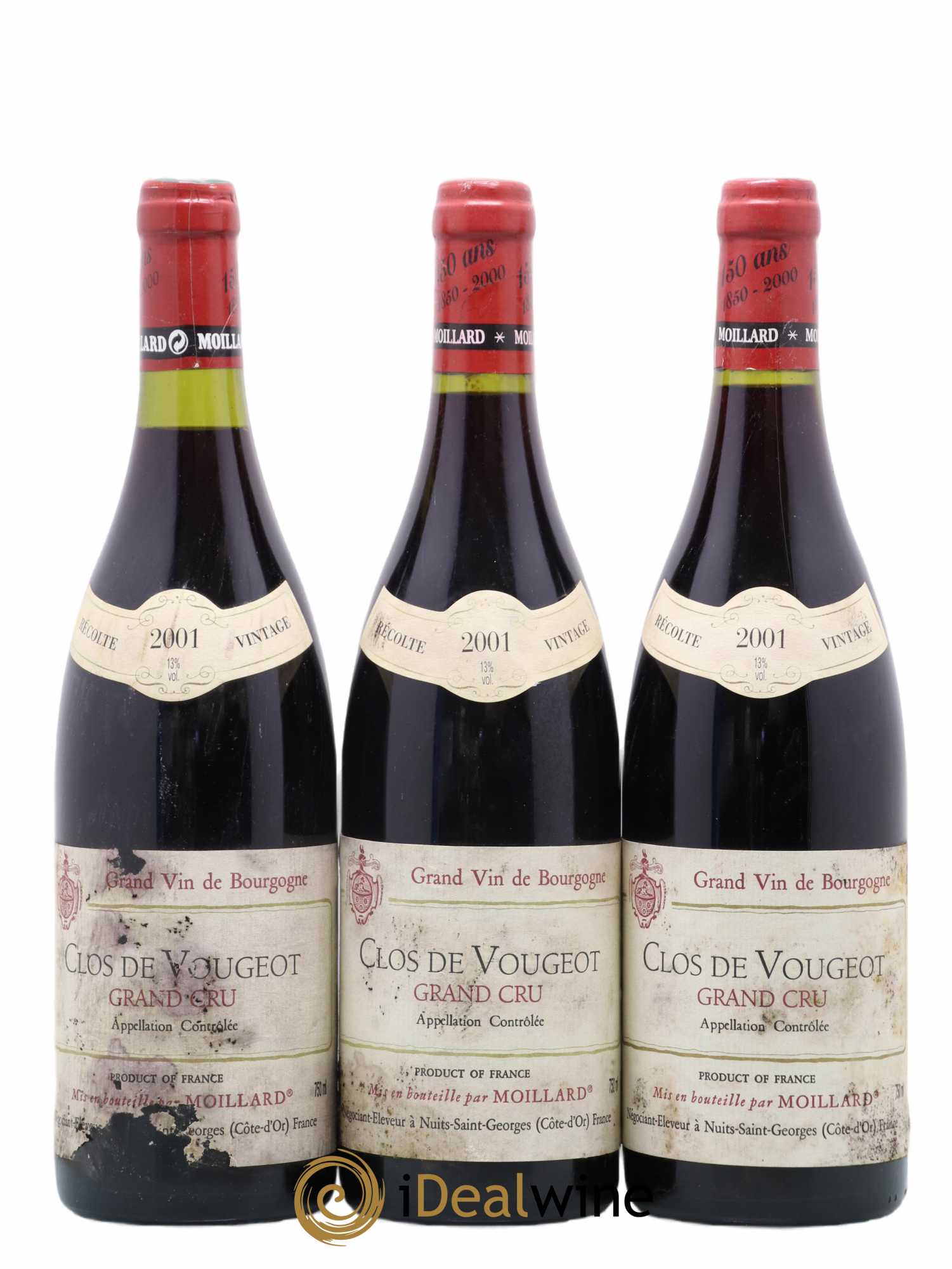 Clos de Vougeot Grand Cru Moillard 2001 - Lot de 3 bouteilles - 0