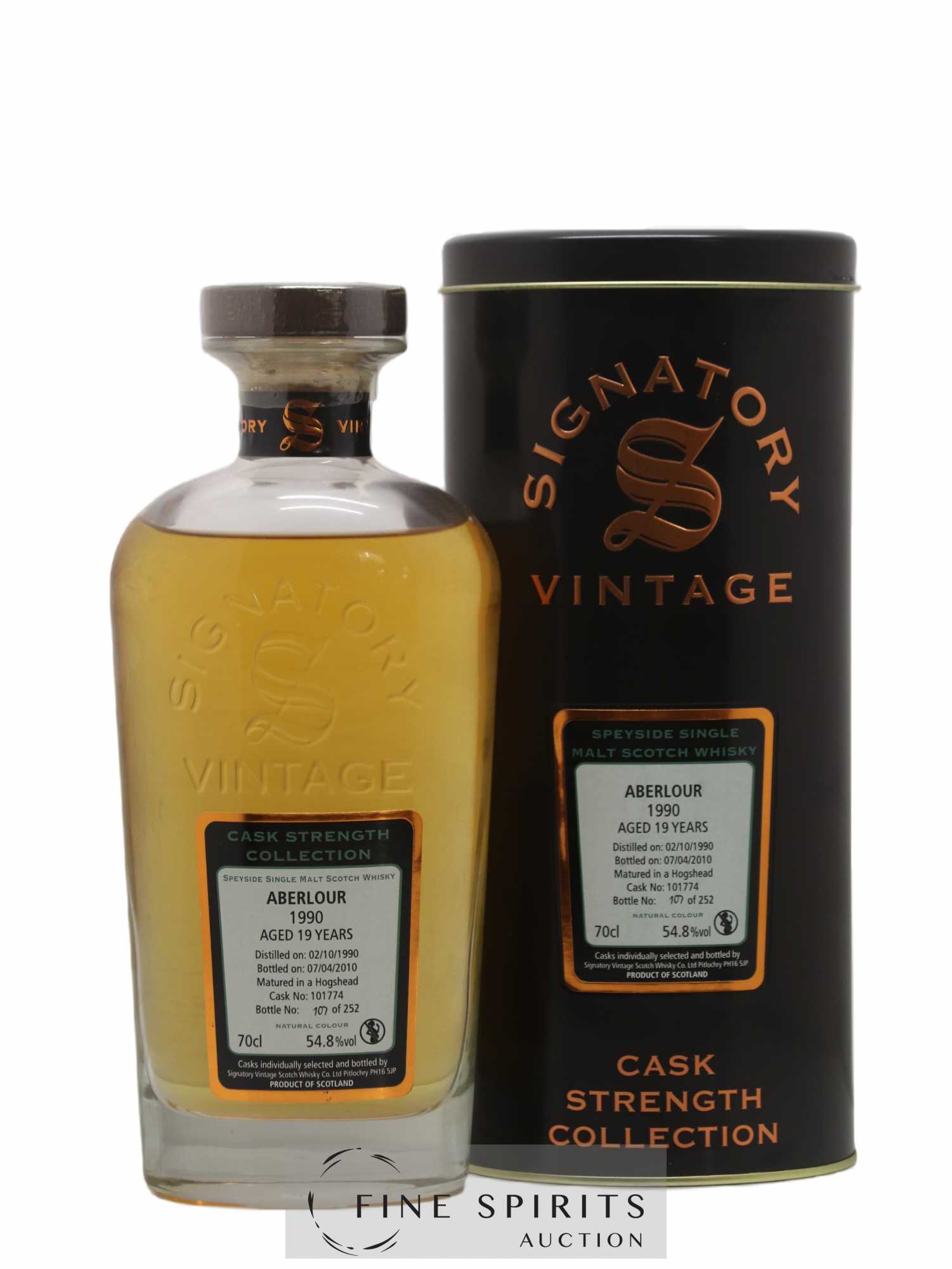 Aberlour 19 years 1990 Signatory Vintage Cask n°101774 - One of 252 - bottled 2010 Cask Strength Collection - Lot de 1 bouteille - 0