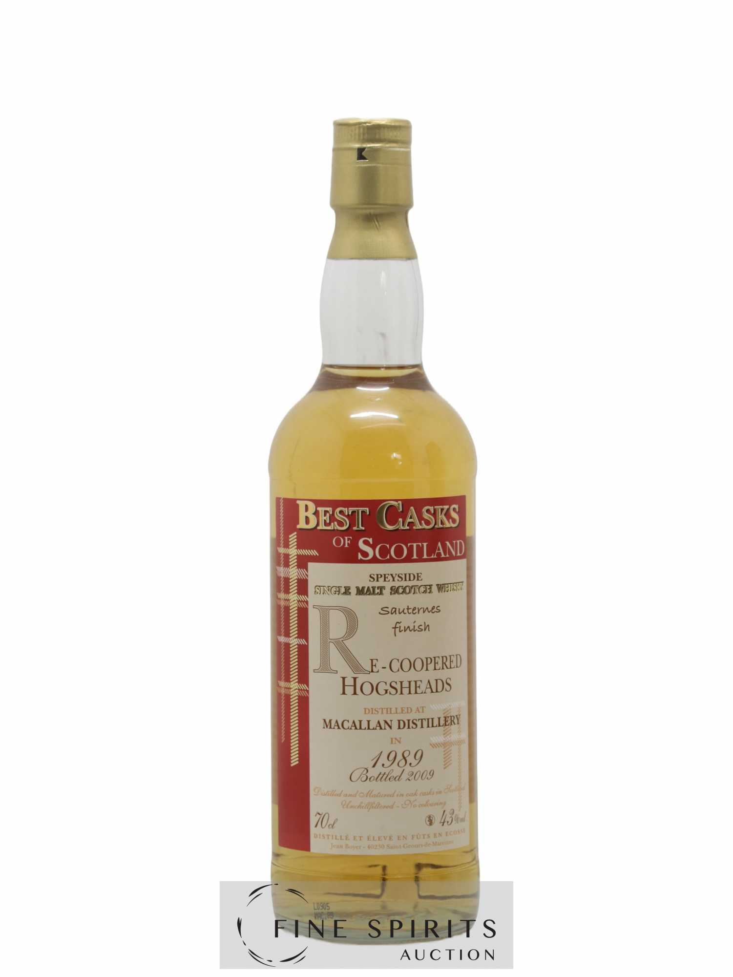 Macallan (The) 1989 Jean Boyer Re-Coopered Hogsheads Sauternes Finish - bottled 2009 Best Casks of Scotland - Lot de 1 bouteille - 1