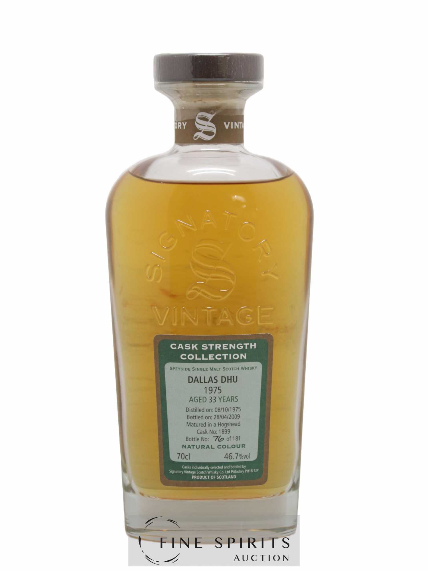 Dallas Dhu 33 years 1975 Signatory Vintage Cask n°1899 - One of 181 - bottled 2009 Cask Strength Collection - Lot of 1 bottle - 1