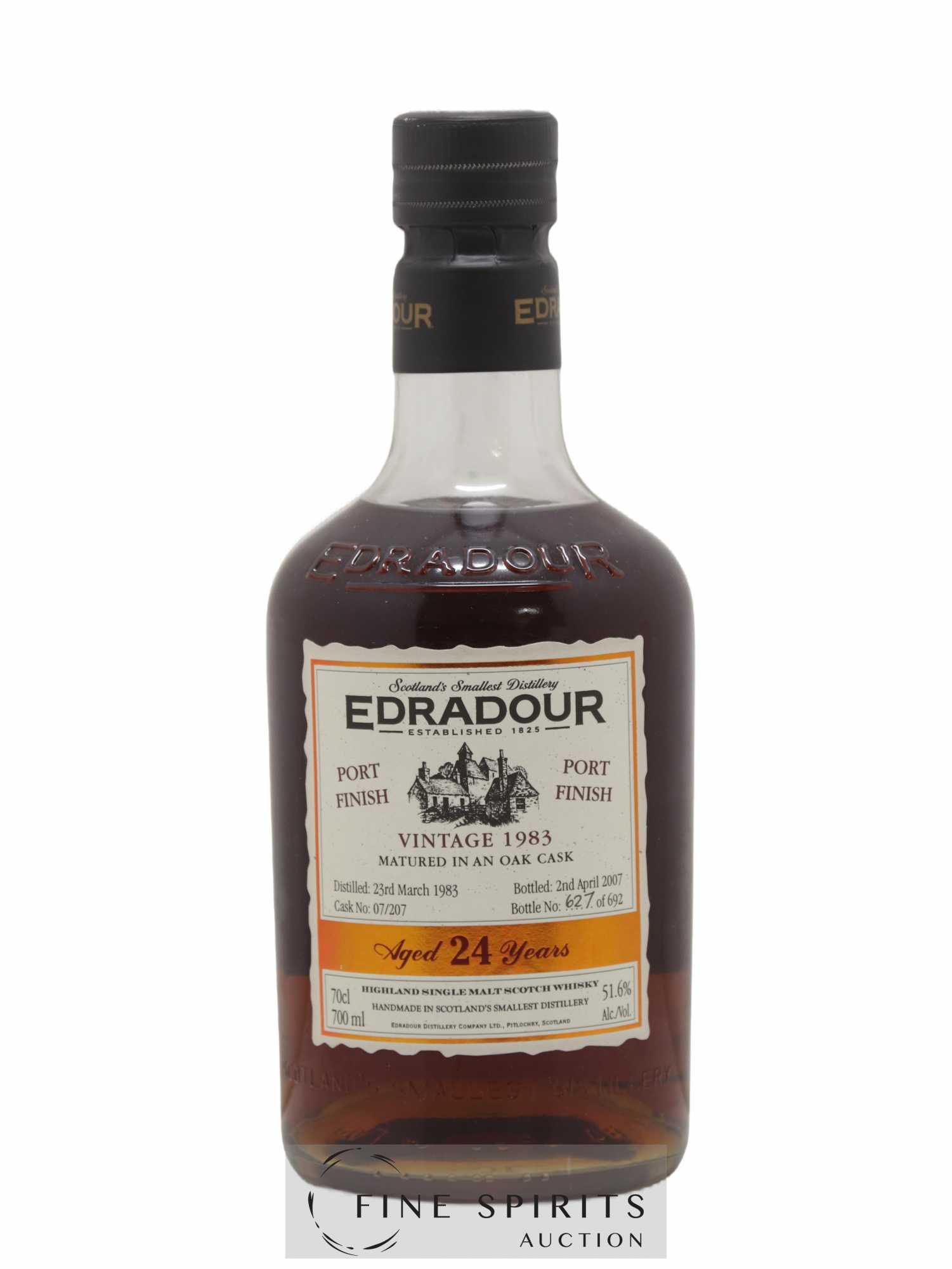 Edradour 24 years 1983 Of. Port Finish Cask n°07-207 - One of 692 - bottled 2007 - Lot of 1 bottle - 1
