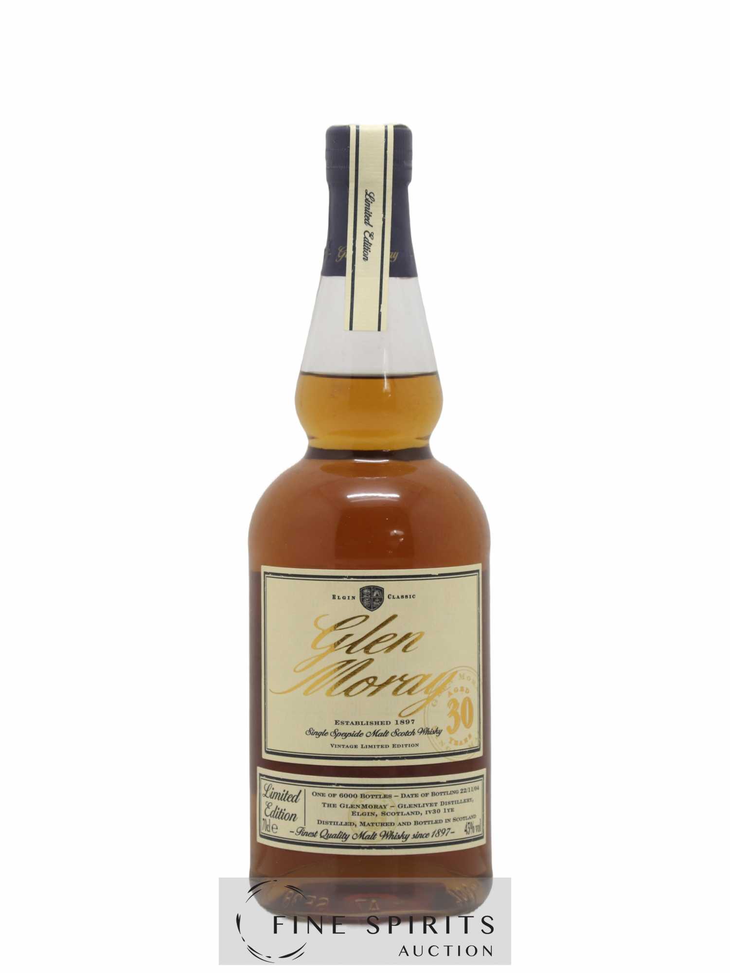Glen Moray 30 years Of. One of 6000 - bottled 2004 Limited Edition - Lot of 1 bottle - 1