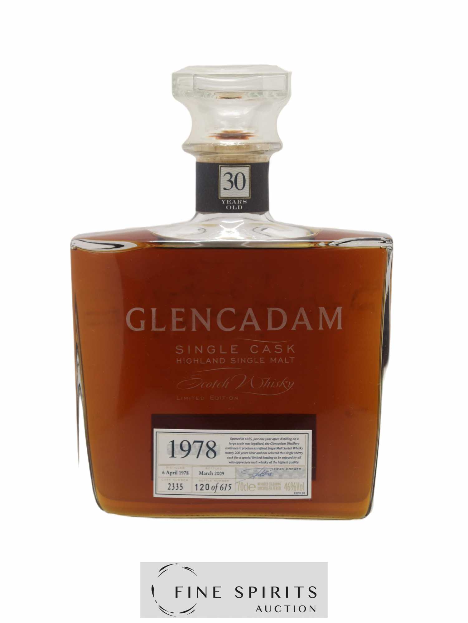 Glencadam 30 years 1978 Of. Cask n°2335 - One of 615 - bottled 2009 Limited Edition - Lot de 1 bouteille - 1