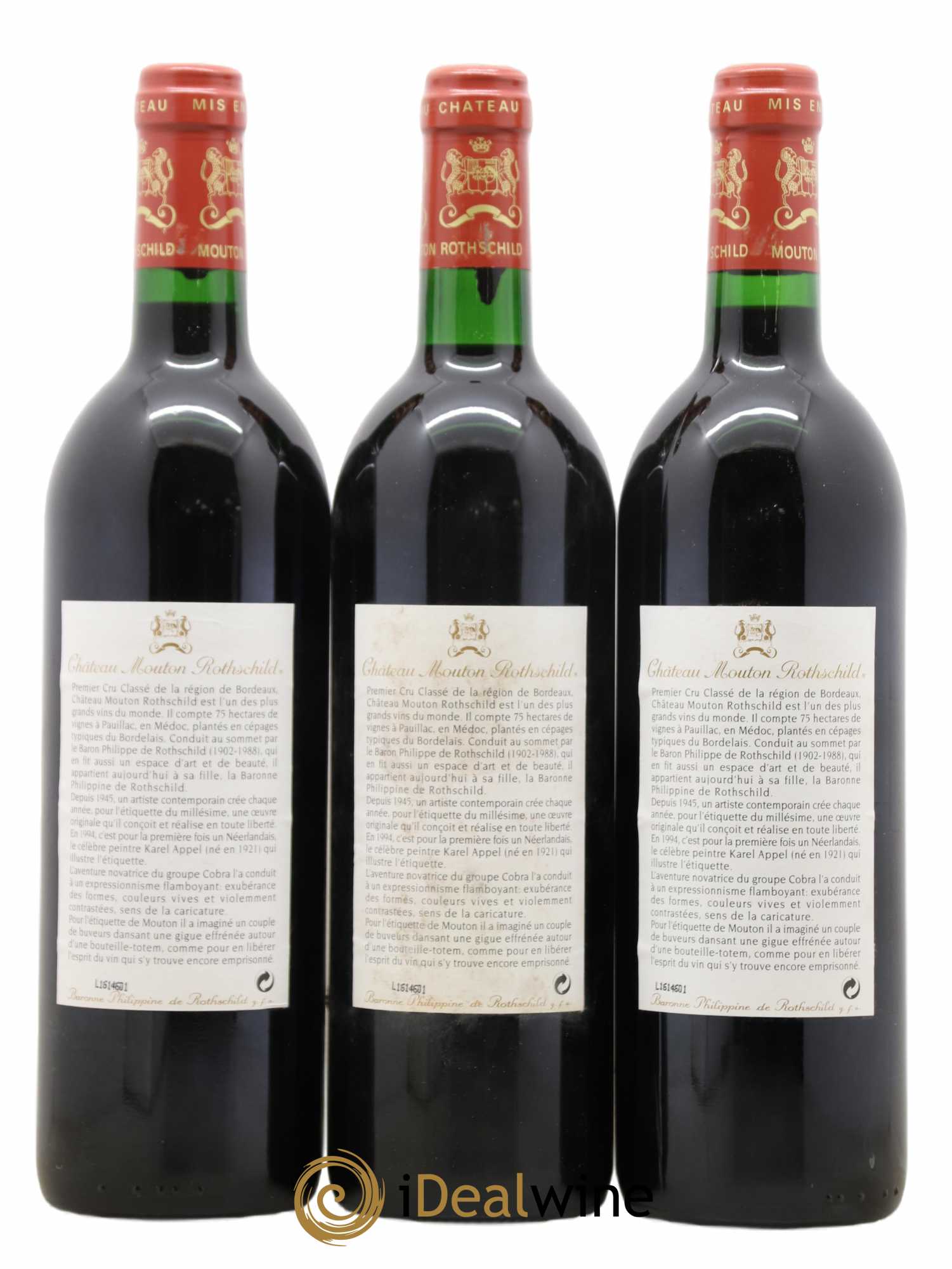 Château Mouton Rothschild 1er Grand Cru Classé 1994 - Lot de 3 bouteilles - 1