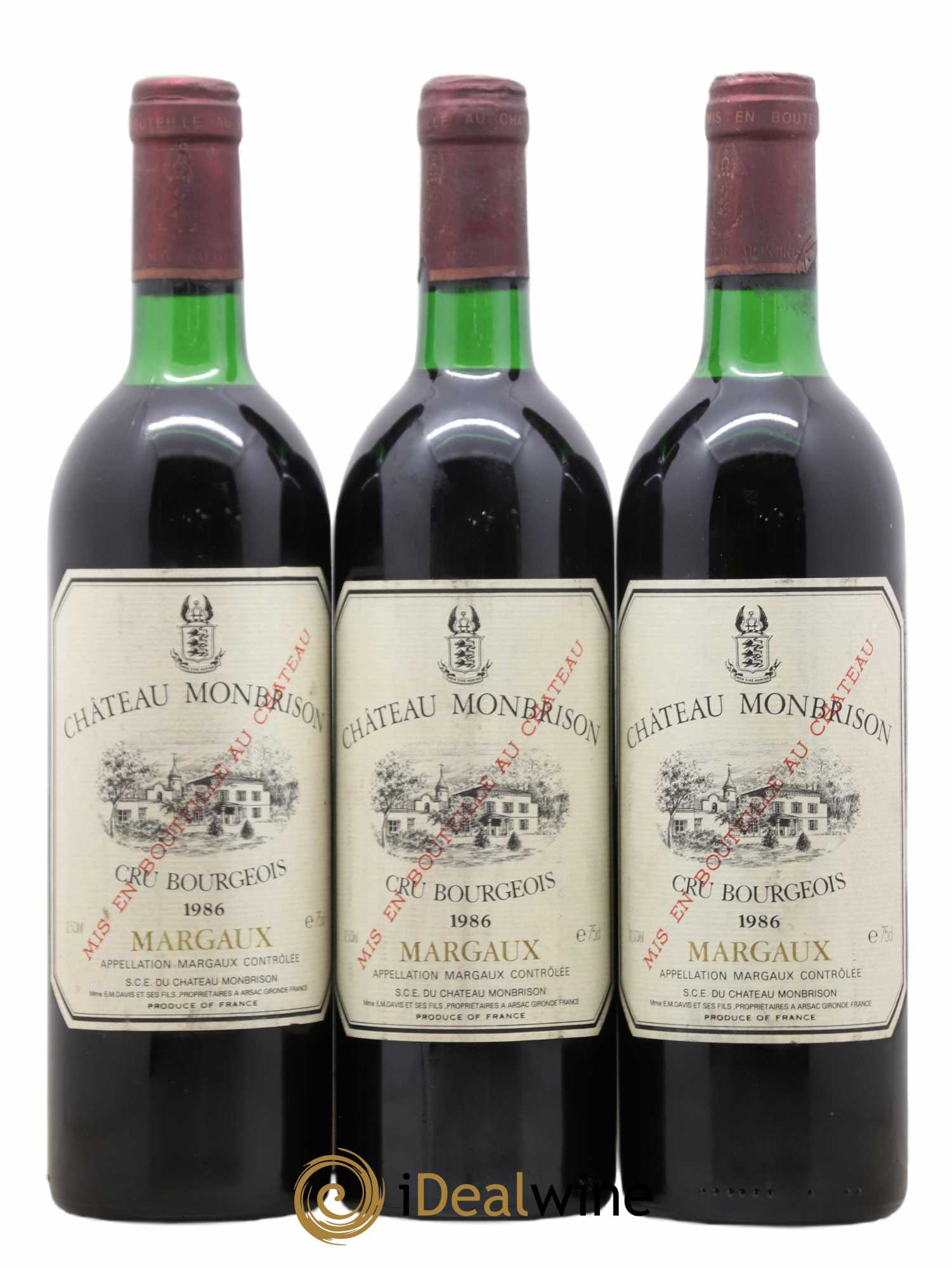 Château Monbrison 1986 - Lot de 3 bouteilles - 0