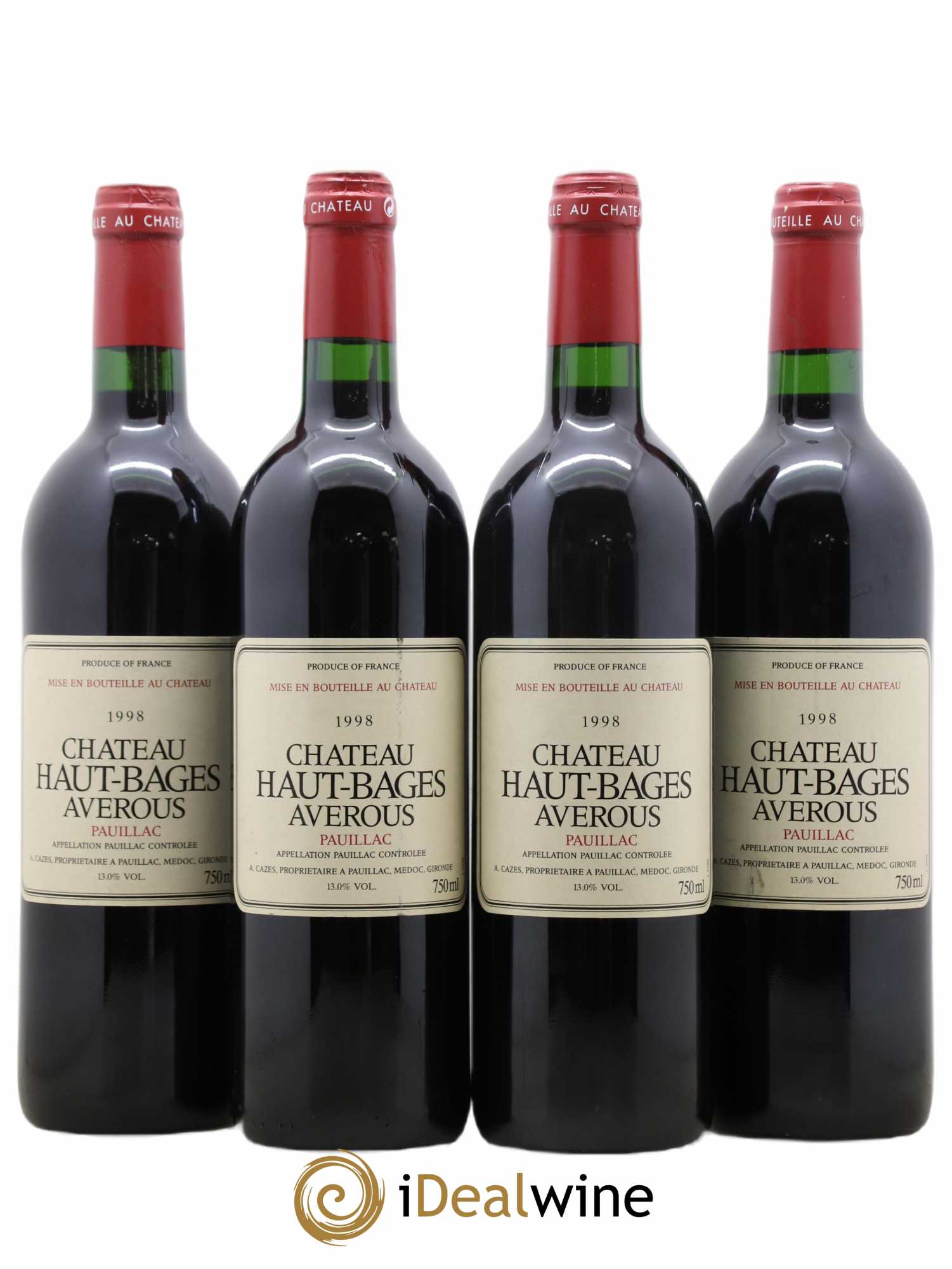 Château Haut Bages Averous Cru Bourgeois 1998 - Lot de 4 bouteilles - 0