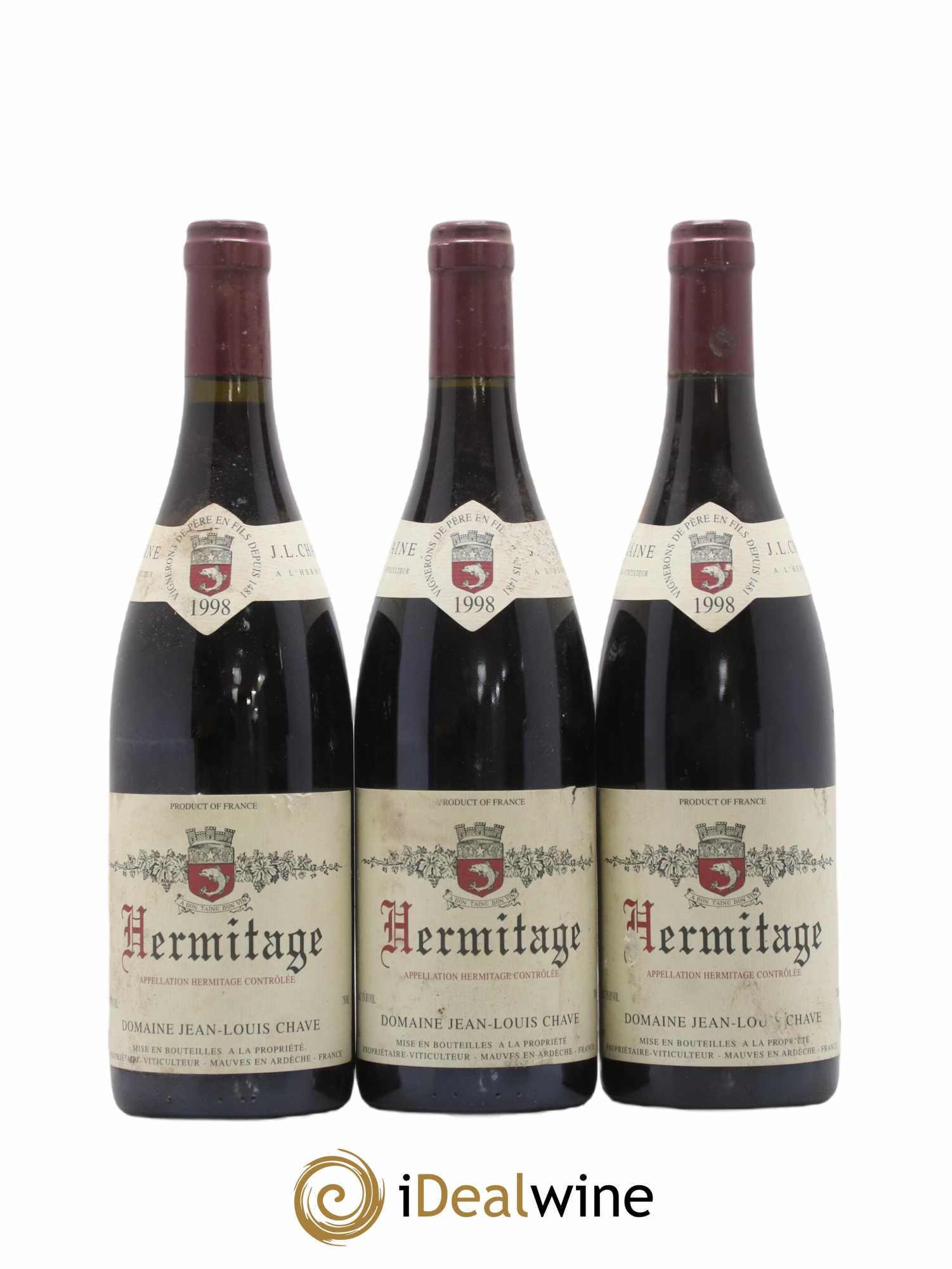 Hermitage Jean-Louis Chave 1998 - Lot de 3 bouteilles - 0