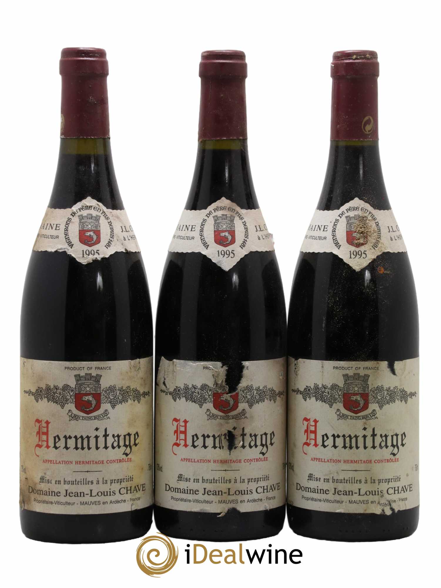 Hermitage Jean-Louis Chave 1995 - Lot de 3 bouteilles - 0