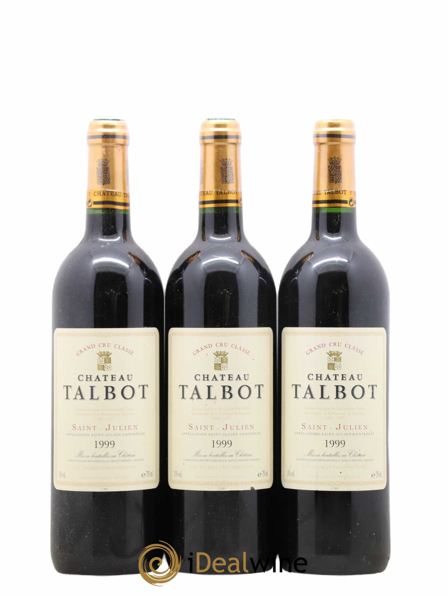 Château Talbot 4ème Grand Cru Classé 1999 - Lot de 3 bouteilles - 0
