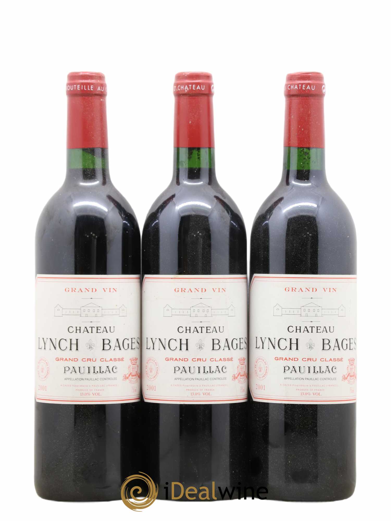 Château Lynch Bages 5ème Grand Cru Classé 2001 - Lot de 3 bouteilles - 0