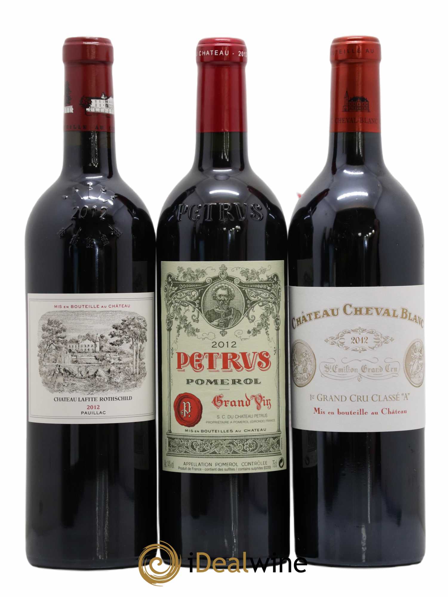 Caisse Duclot Petrus - Cheval Blanc - Lafite Rothschild - Chateau Margaux - Mouton Rothschild - Haut Brion - La Mission Haut Brion 2012 - Lot de 7 bouteilles - 1