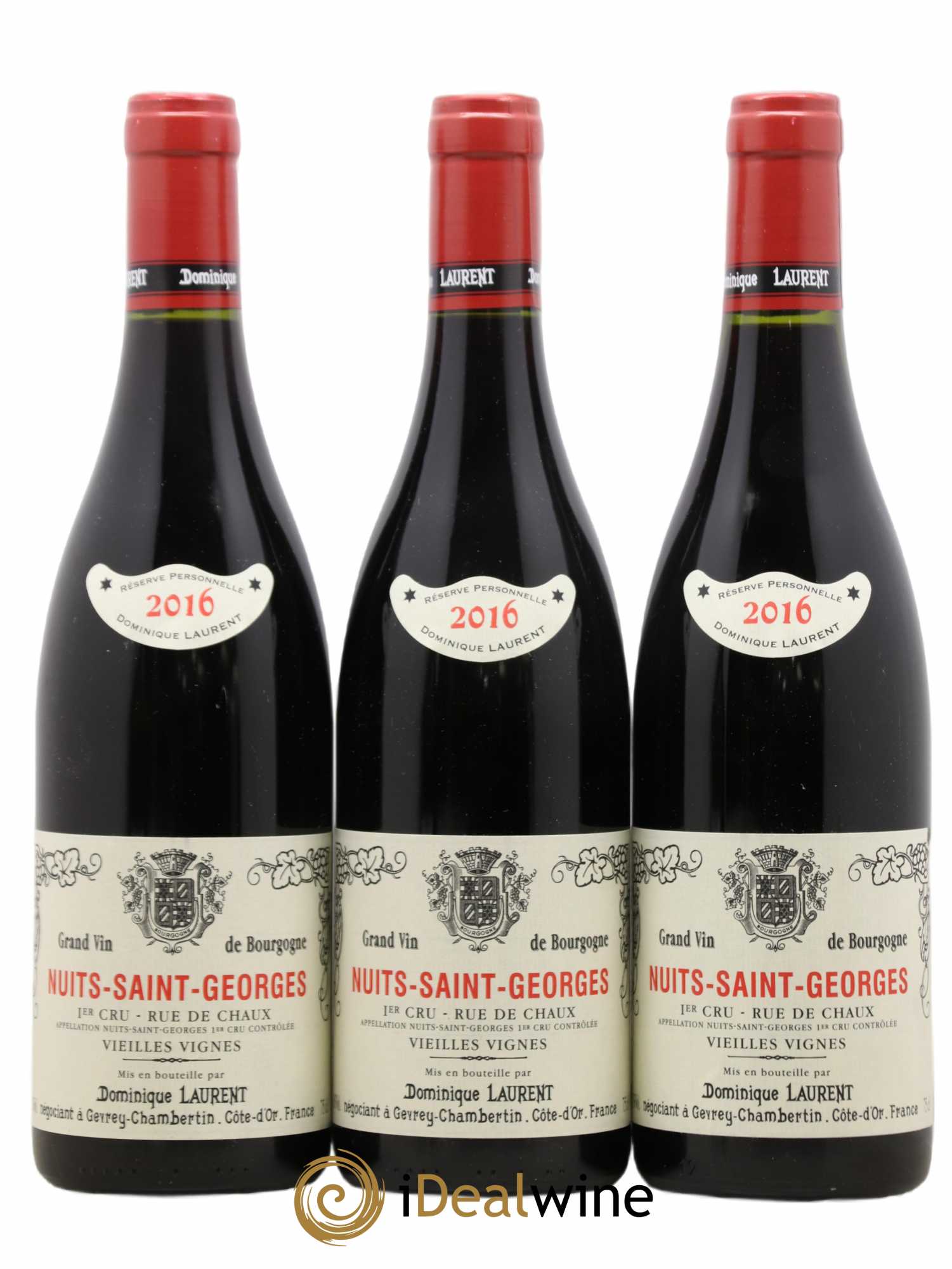 Nuits-Saint-Georges 1er Cru Rue de Chaux Vieilles Vignes Dominique Laurent 2016 - Lot de 3 bouteilles - 0