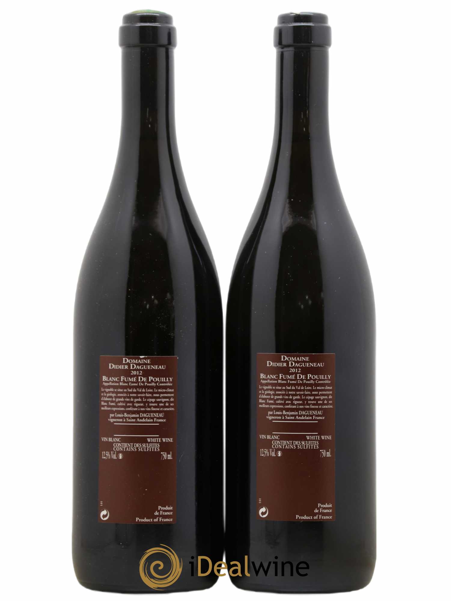 Vin de France (anciennement Pouilly-Fumé) Pur Sang Dagueneau (Domaine Didier - Louis-Benjamin) 2012 - Lot de 2 bouteilles - 1
